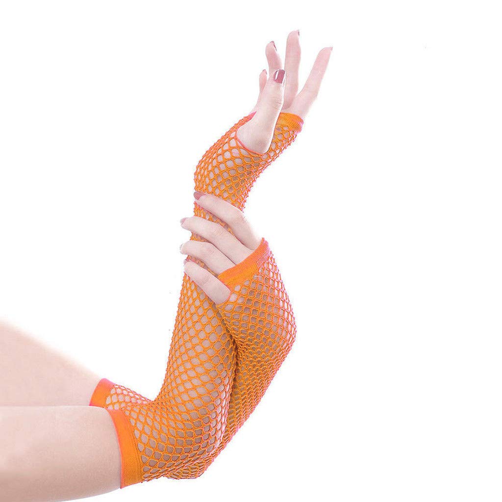 Women's Fishnet Fingerless Gloves - Elbow Length Hollow Mesh Punk Gloves for Performance, Cosplay, Halloween & Gothic Fashion