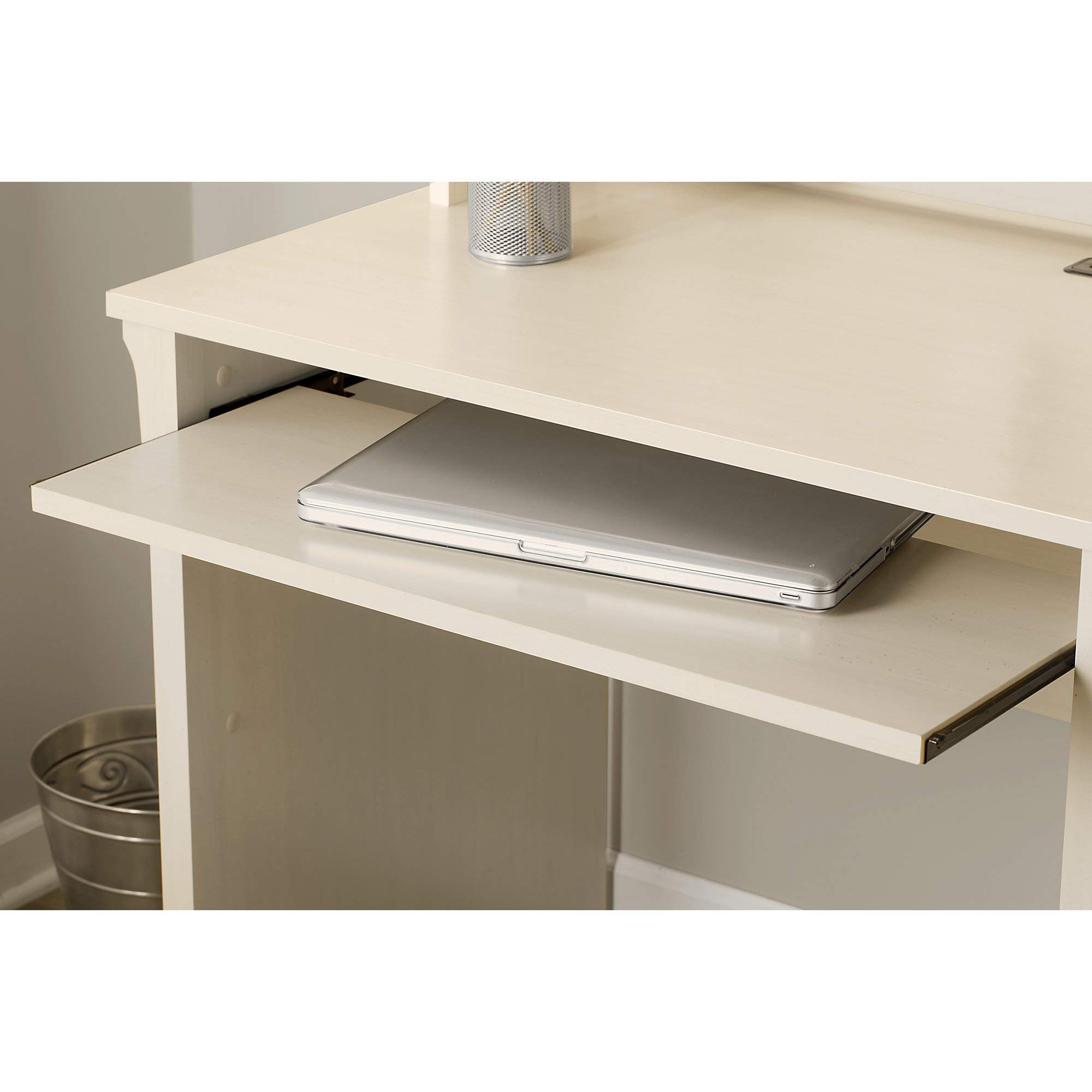 Bush Furniture Salinas Small Computer Desk with Hutch in Antique White - Compact Home Office Desk for Small Spaces, Study & Workstation Setup