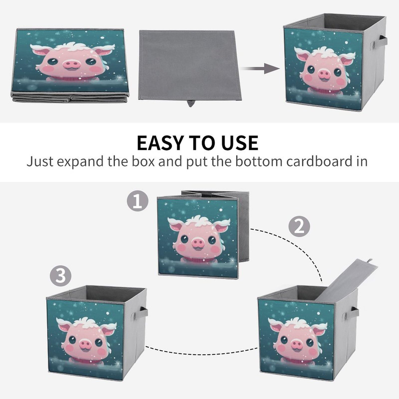 Collapsible Storage Bins with Handles - 6PCS Waterproof Cube Organizers for Home, Office & Toys