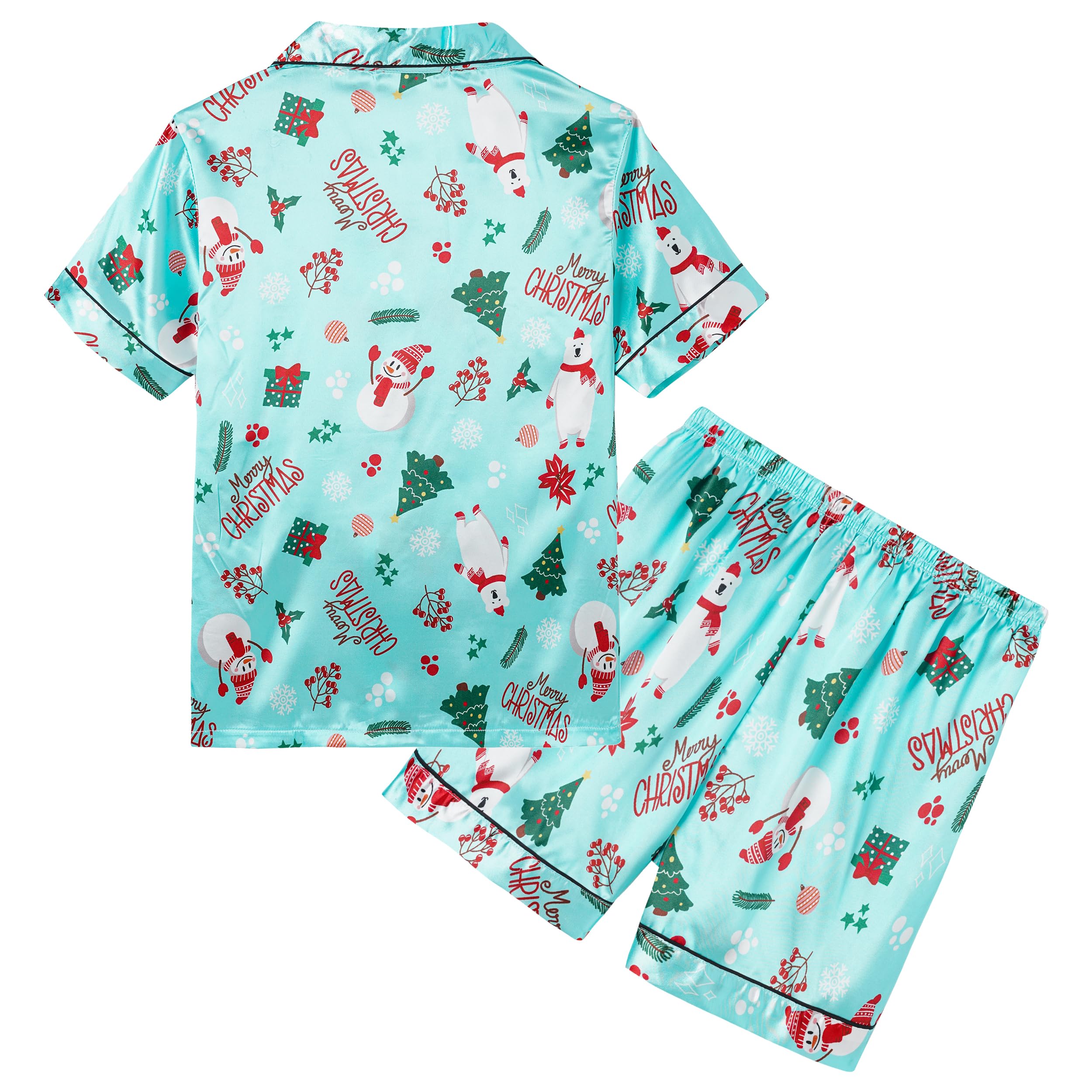 **Unisex Kids Pajama Sets - Summer Short Sleeve & Shorts Sleepwear for Boys & Girls - Soft Silky Button-Down Loungewear for Comfortable Sleep & Playtime**