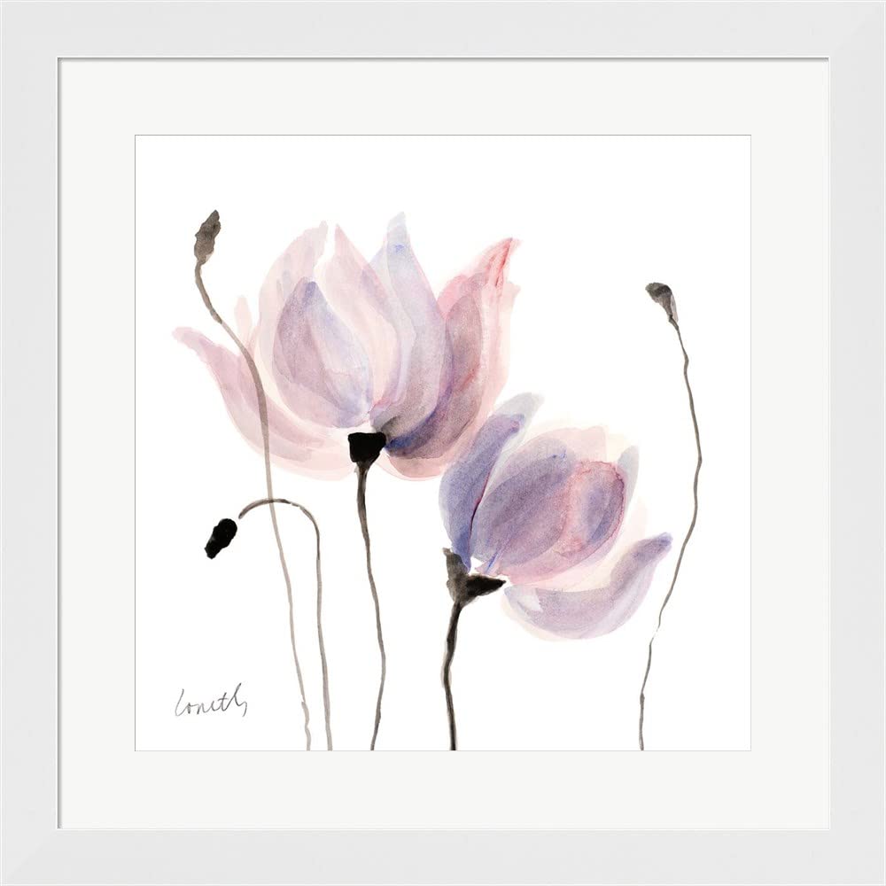 Floral Sway III Framed Wall Art Print by Lanie Loreth - 20x20 Inch White Flat Frame Canvas Painting for Living Room, Bedroom & Office Decor