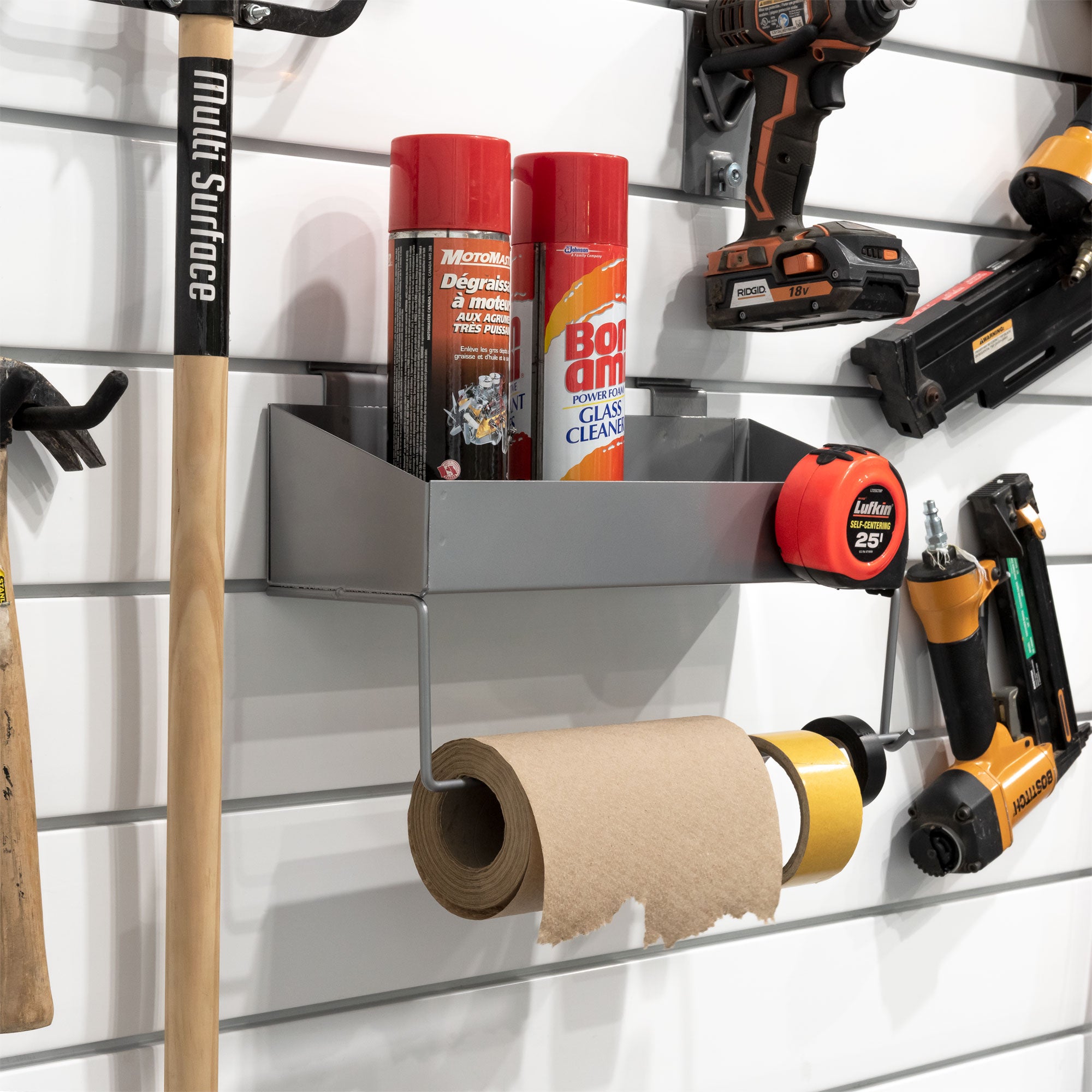 Sturdy Wall Mounted Shelf with Paper Towel Holder - Space Saving Kitchen Organizer for Bathroom, Laundry Room & Garage Storage