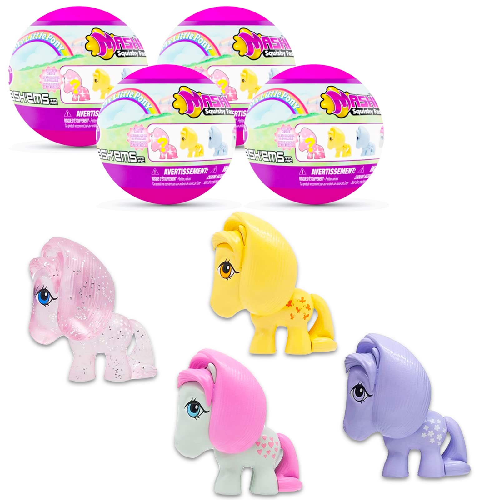 My Little Pony 4-Pack Surprise Fashems Squishy Pops - Cute Collectible Toys for Kids Birthday Gifts & Party Favors