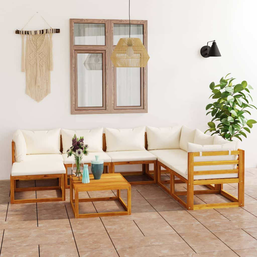 8-Piece VidaXL Patio Lounge Set - Outdoor Garden Furniture with Cushions & Coffee Table - Modern Acacia Wood Sectional Sofa - Perfect for Backyard, Poolside & Patio Relaxation