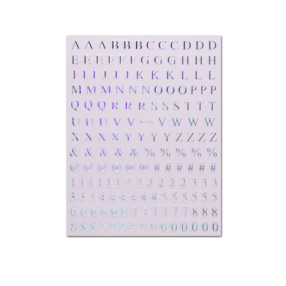 Colorful Number Letter Nail Stickers - 9 Sheets for DIY Nail Art Designs