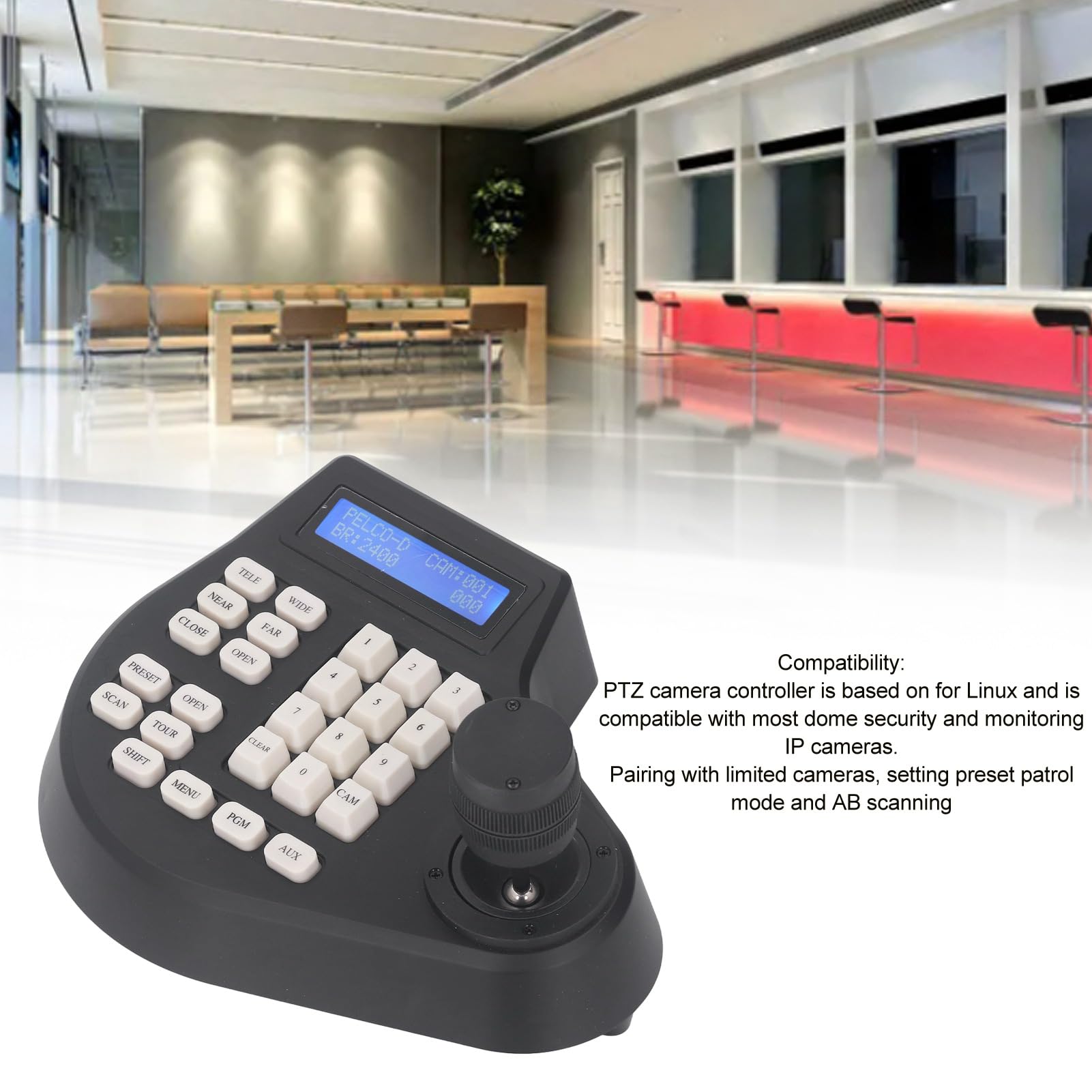 Professional Analog 3D Joystick PTZ Controller for CCTV Dome Cameras - RS485 D/P Compatible with LCD Display - Perfect for Security Surveillance & Remote Monitoring Systems