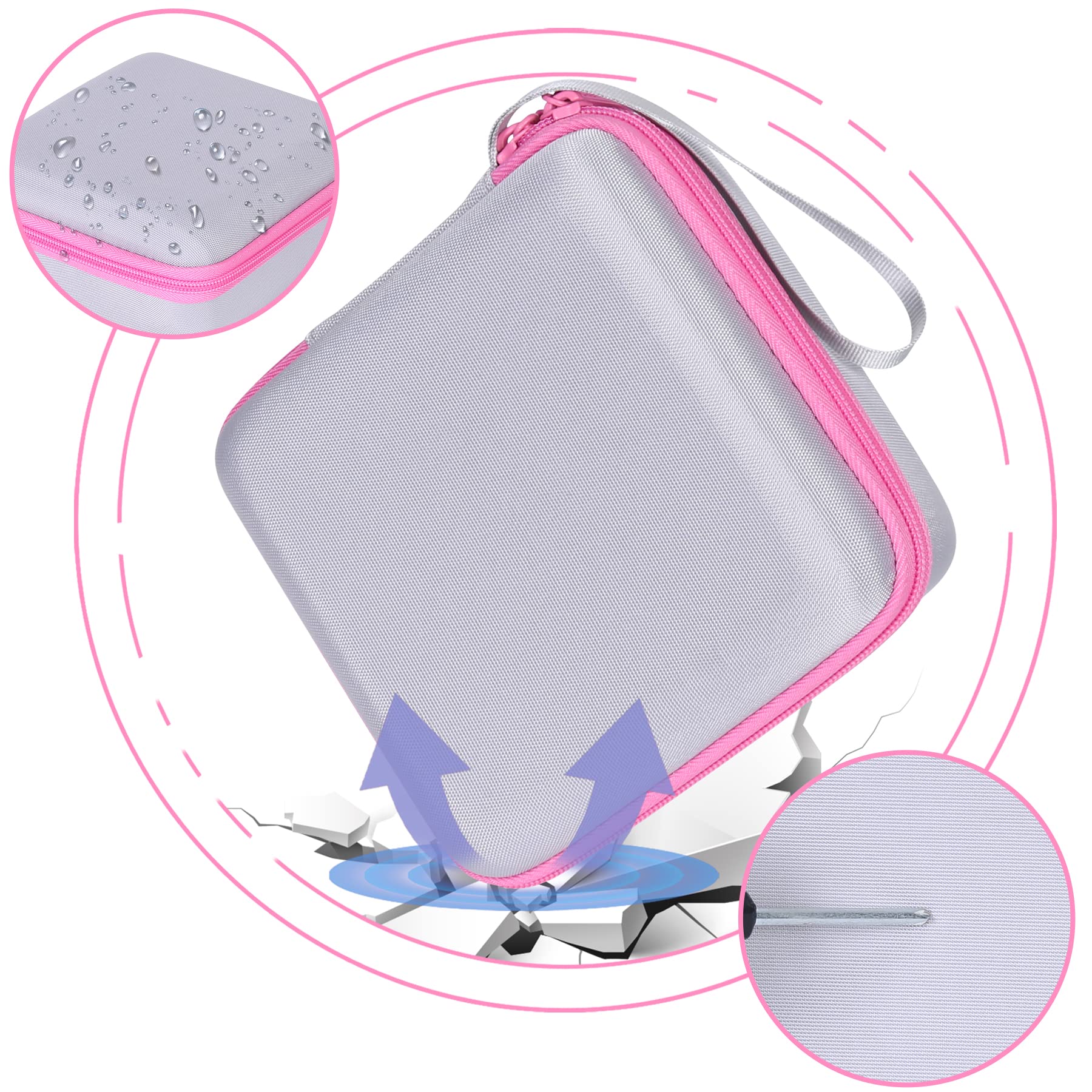 Aenllosi Hard Carrying Case for Vixic D1600 Rechargeable Label Printer - Durable Protective Cover, Pink | Perfect for Office, Warehouse & Retail Labeling Organization