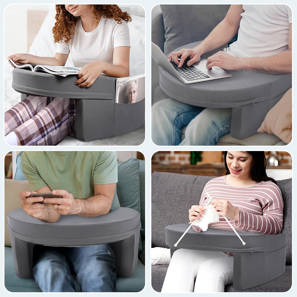 Memory Foam Lap Pillow for Reading & Gaming - Extra Large Arm Rest Cushion with Side Pockets - Perfect for Bed, Sofa, Floor & Office Use