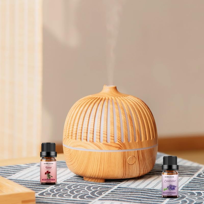 Sedbuwza Rose & Lavender Essential Oil Set - 2 x 10ml Pure Aromatherapy Oils for Diffusers, Massage, Candle Making, Soap & Relaxation - Floral Scented Therapeutic Grade Essential Oils for Home Spa, Yoga & Stress Relief