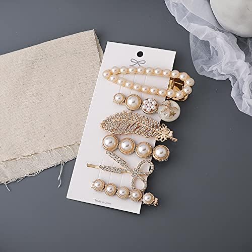 KOOSHLO 6-Pack Pearl Hair Clips for Women - Elegant Metal Hair Barrettes & Hairpins for Long & Short Hair - Perfect Gift for Women, Girls, Girlfriend & Ladies - Great for Weddings, Parties & Everyday Styling