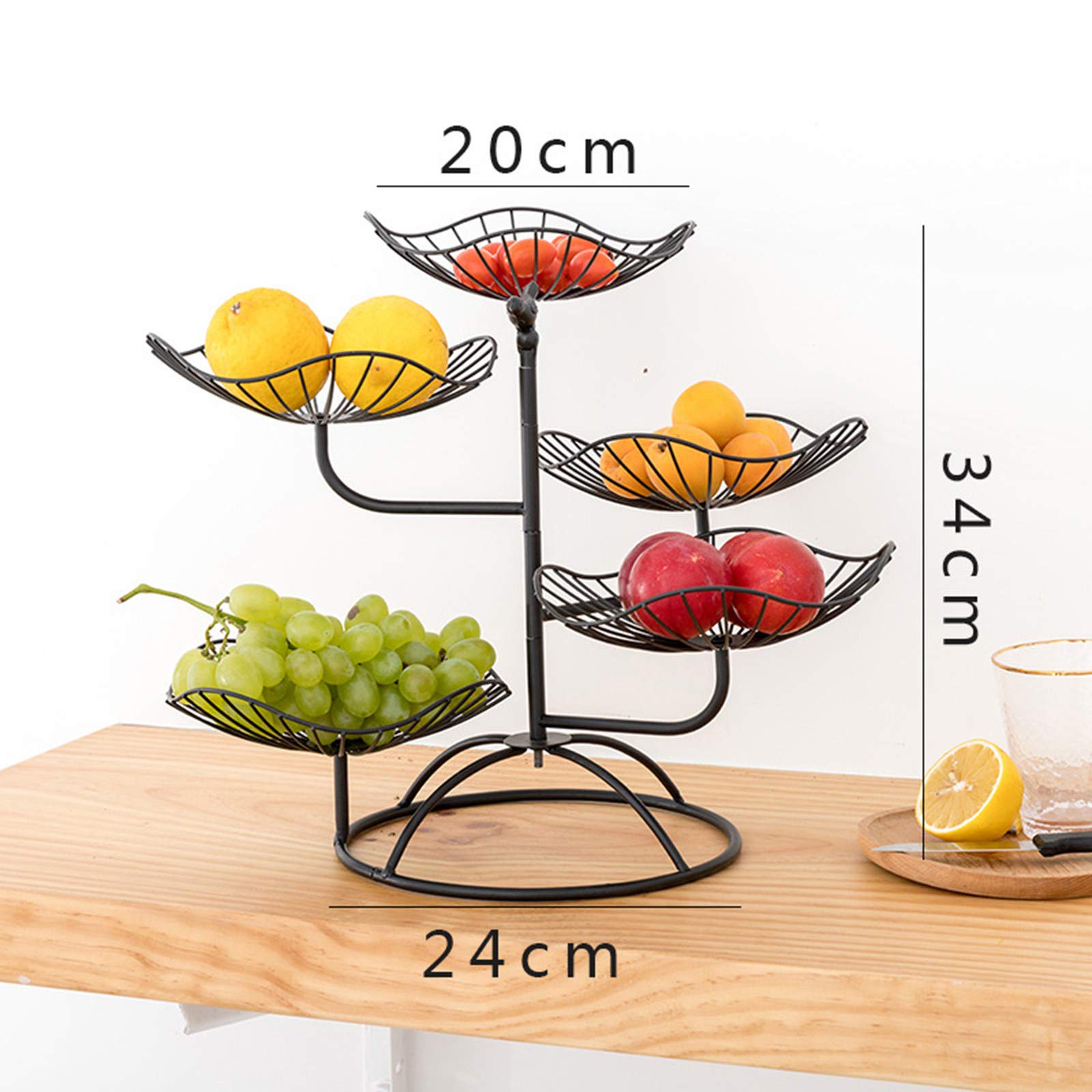 5-Tier Modern Metal Fruit Bowl for Kitchen Counter - Black Elegant Fruit Basket for Vegetables, Desserts, Candy | Perfect for Holiday Serving, Wedding Decor & Party Display