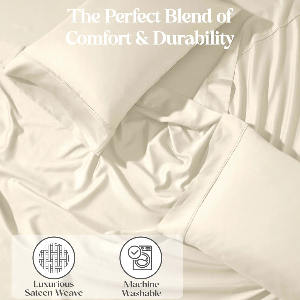 Premium 1200 Thread Count Cotton Blend 2-Piece Solid Pillowcase Set - Ultra Soft & Breathable for Bedroom Luxury (White, Queen Size) | Perfect for Home, Hotel, or Gift Giving