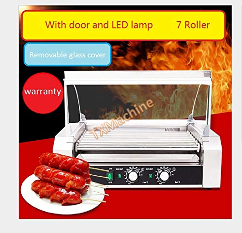 Commercial Hot Dog Roller Machine - 5/7/9/11 Tube Stainless Steel Hot Dog Warmer & Contact Grill with Durable Rollers - Perfect for Restaurants, Food Trucks & Concession Stands (220V/50Hz, 7 Tube)
