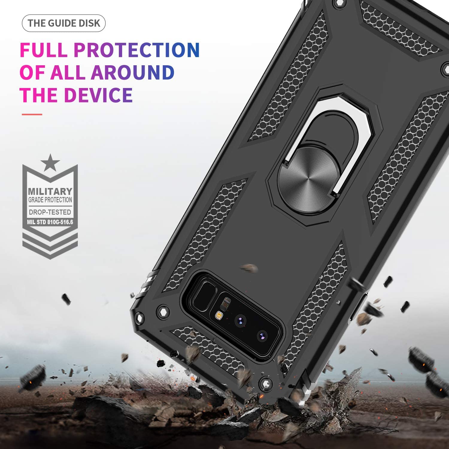 Samsung Galaxy Note 8 Case - Shockproof Protective Phone Cover [Black] for Work, Travel & Everyday Use