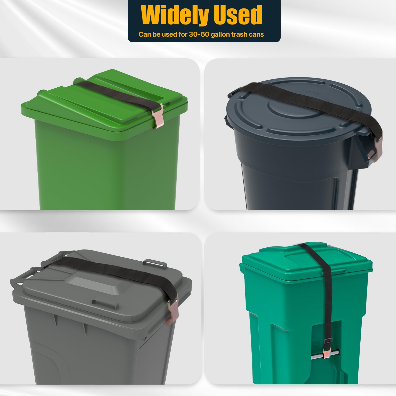 Bear Proof Trash Can Lid Lock - Heavy Duty Outdoor Garbage Bin Bungee Cord Strap for Raccoons & Animals - Secure Locking System for High Winds (Black) - Perfect for Camping, Backyard & Wildlife Areas