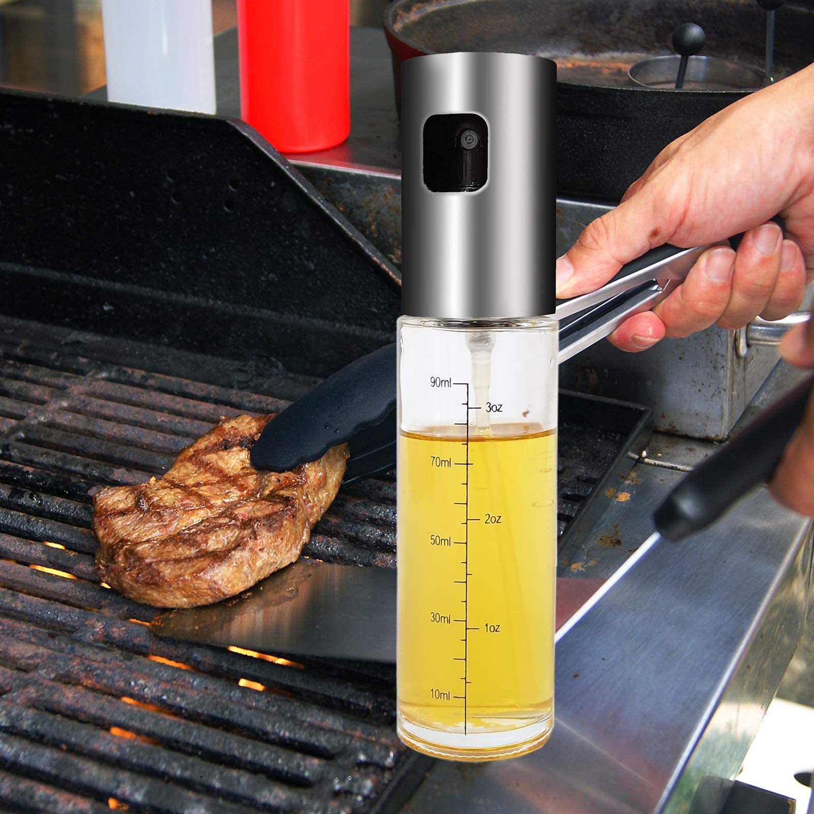 CHEFBUD 100ml Oil Sprayer for Cooking - Non-Aerosol Oil Mister for Kitchen, BBQ, Salad, Baking, Roasting & Grilling | Perfect for Air Fryer, Healthy Cooking & Meal Prep | BPA-Free, Leak-Proof & Easy to Use