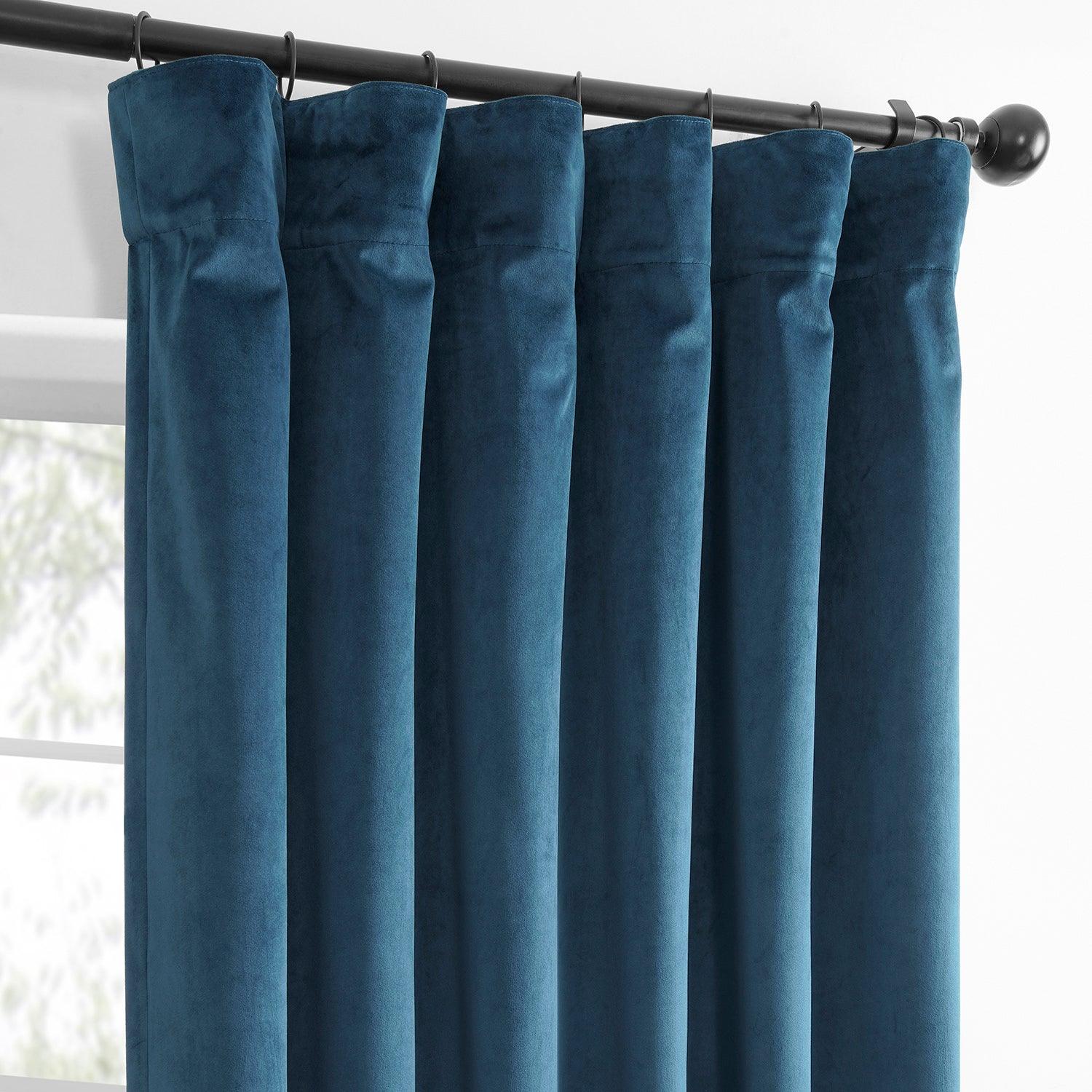 Dark Blue Velvet Blackout Curtains for Bedroom - Thermal Insulated Noise Reducing Drapes (Set of 2 Panels) - Perfect for Home Theater, Nursery & Light Sleepers