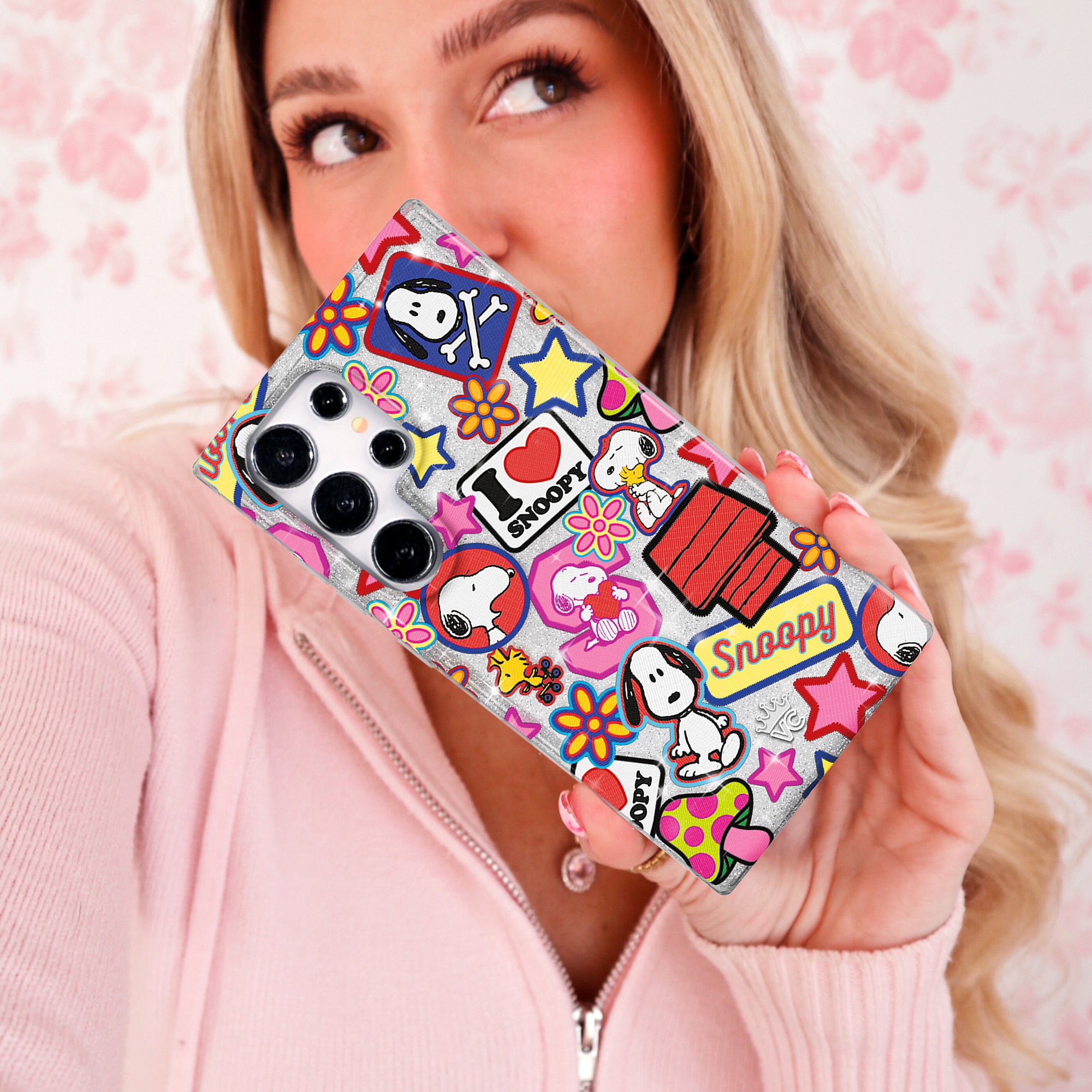Snoopy Glitter Patchwork Phone Case for Samsung Galaxy - Cute Cartoon Protective Cover for Daily Use & Gift Giving