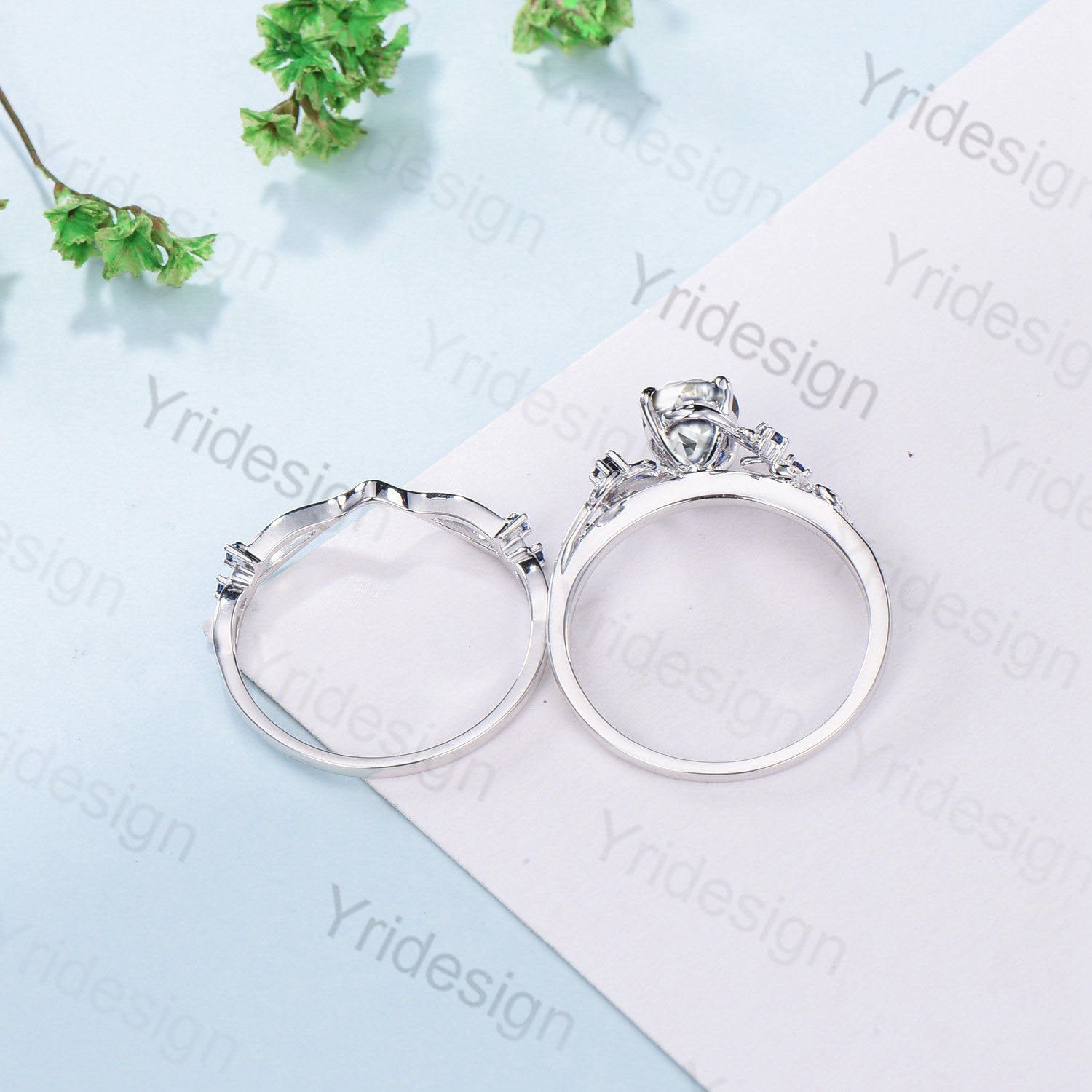 1.5CT Oval Lab Grown Diamond Engagement Ring Set with Certificate - Natural Inspired Leaf Branch Design Wedding Ring for Women - Perfect for Proposals, Anniversaries & Bridal Jewelry