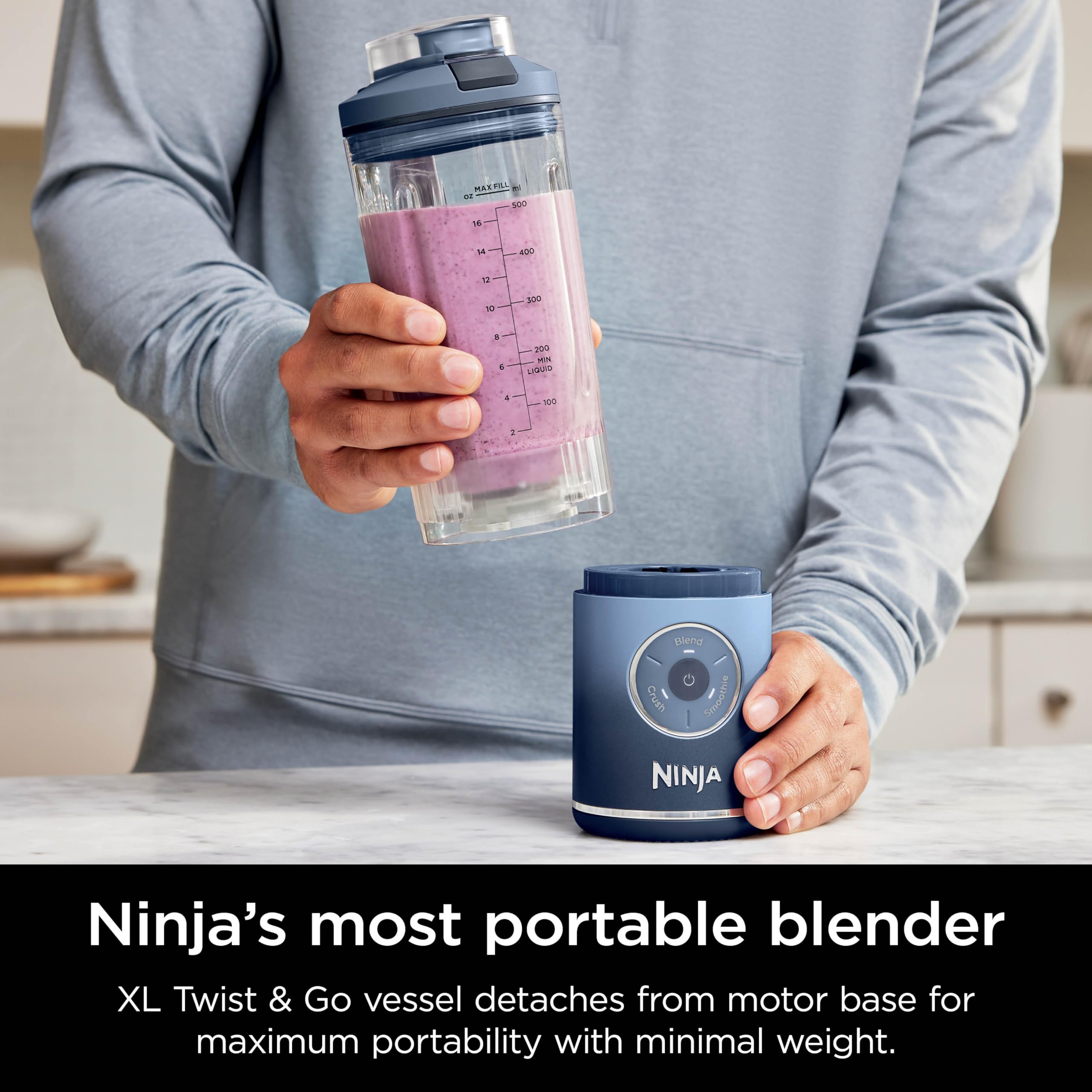 Ninja Blast Max Portable Blender - 22oz Cordless Personal Blender with Twist & Go Technology, 3 Blending Programs for Smoothies, Ice Crushing & More | Leakproof, Dishwasher Safe Navy Blender for Gym, Office & Travel