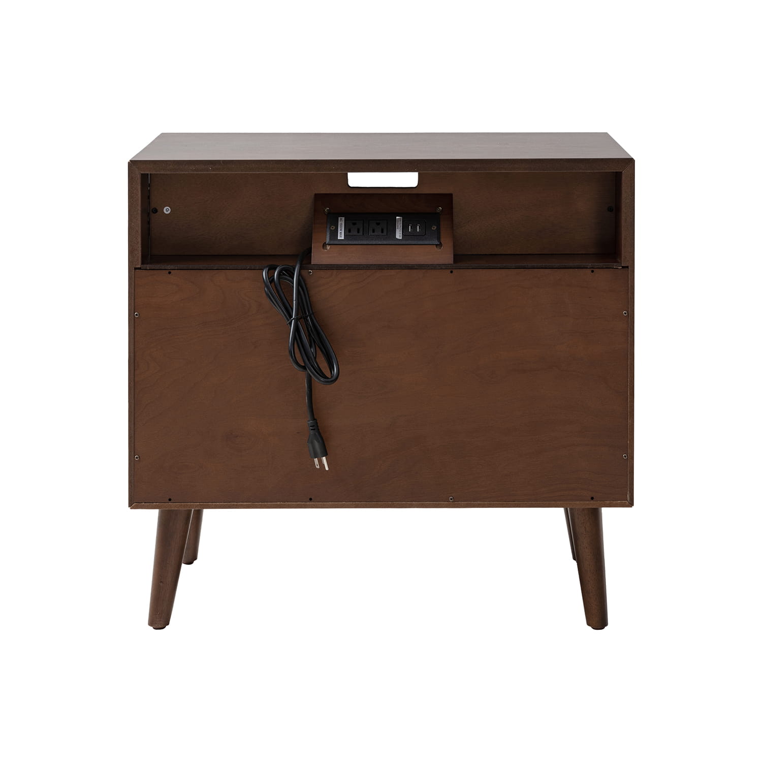Mid Century Modern Nightstand with 2 Drawers & Built-in USB Outlets - Stylish Bedside Table for Bedroom, Living Room, or Office