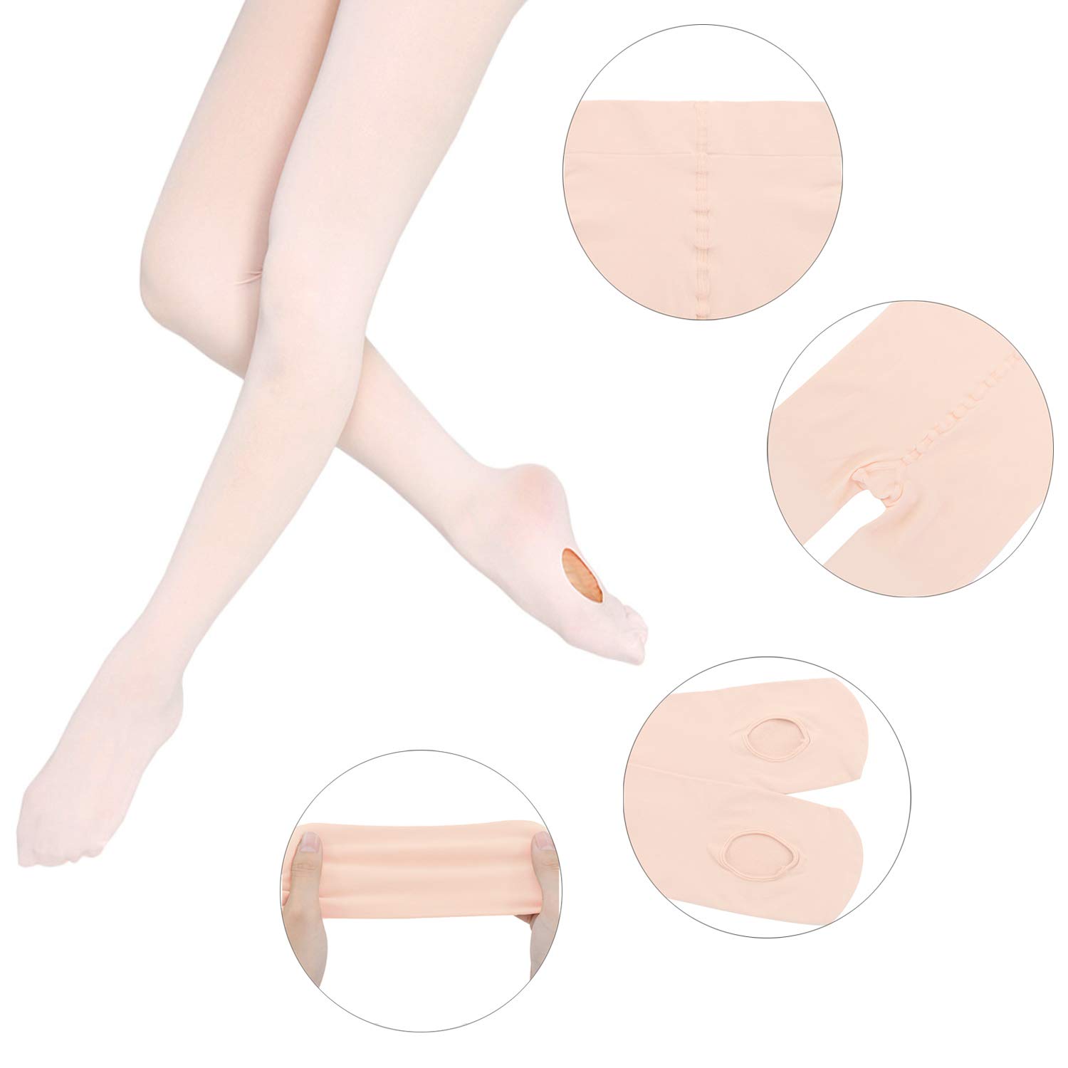 Zando Girls Ballet Dance Tights - Ultra Soft Convertible Tights for Ballet & Transition Dance | Kids & Students Dancewear | Perfect for Ballet Class, Recitals & Dance Practice