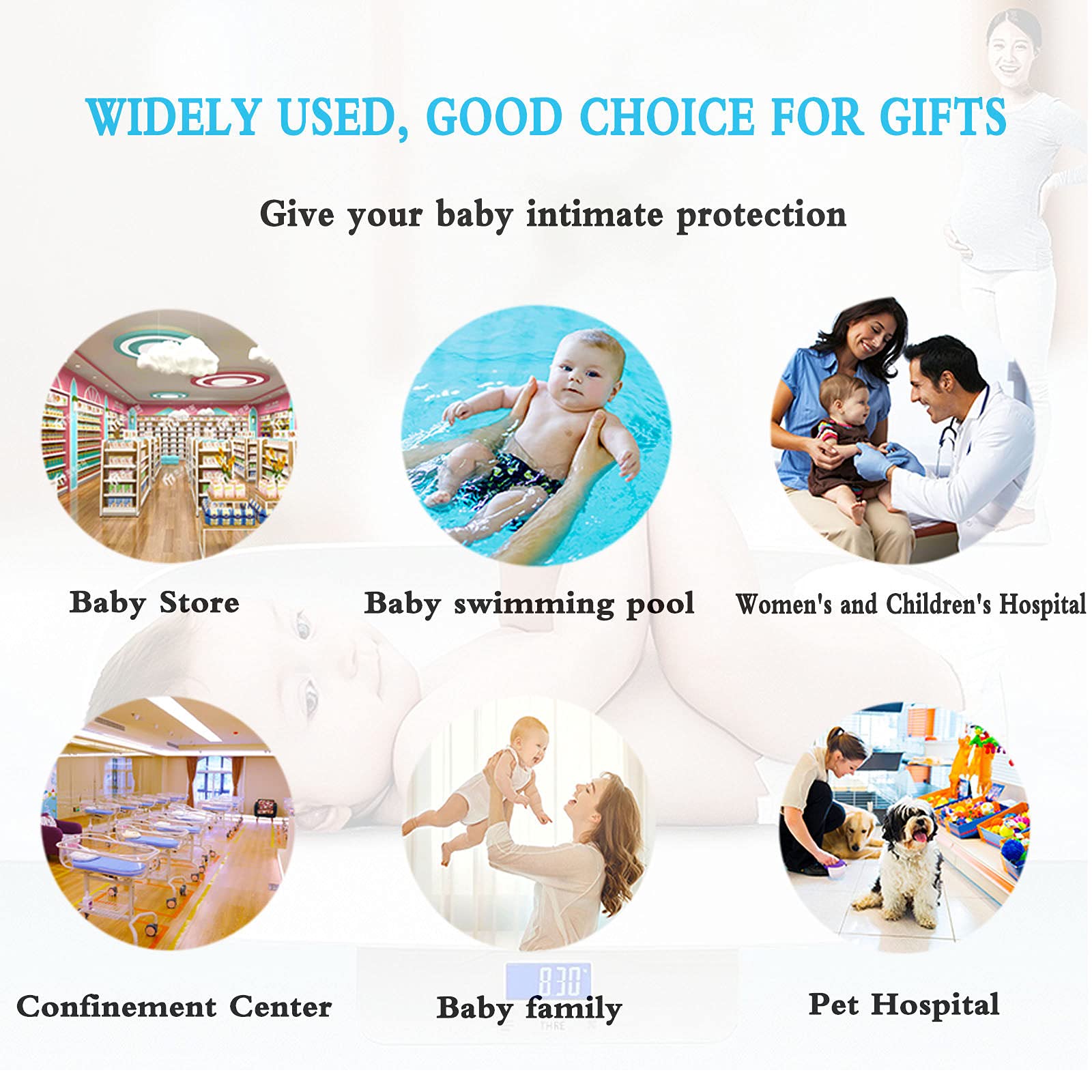 Digital Baby Scale & Toddler Scale with Large LCD Display - 220lb Capacity, 10g Accuracy, 0-60cm Height Measurement - Multi-Function for Infants, Kids & Pets (White) | Perfect for Home Use, Pediatric Checkups & Pet Weight Tracking