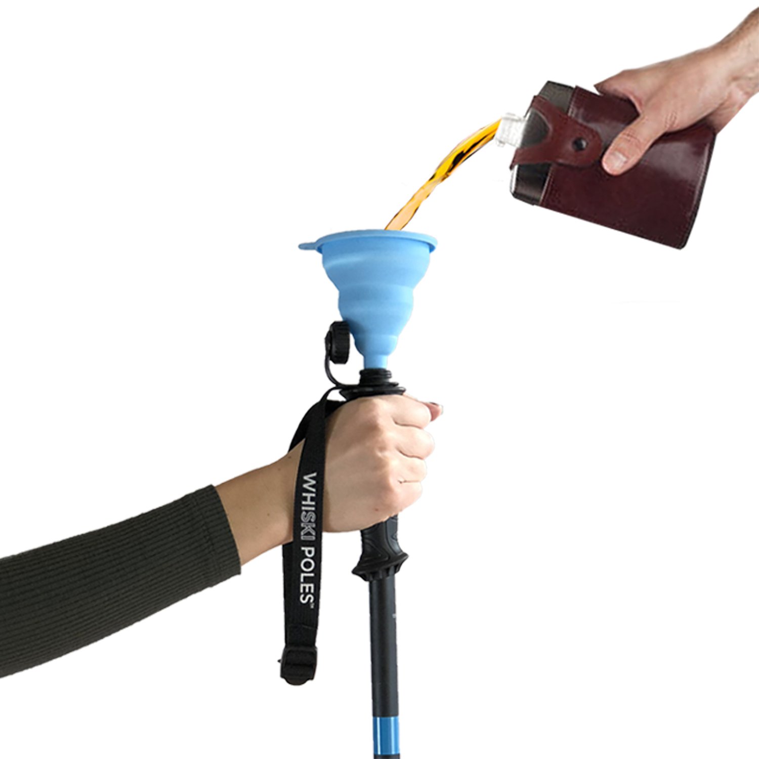 Best Ski Pole Flask for Skiers - 16 oz Stainless Steel Water Bottle with Free Collapsible Funnel & Stickers | Perfect for Skiing, Hiking, and Outdoor Adventures