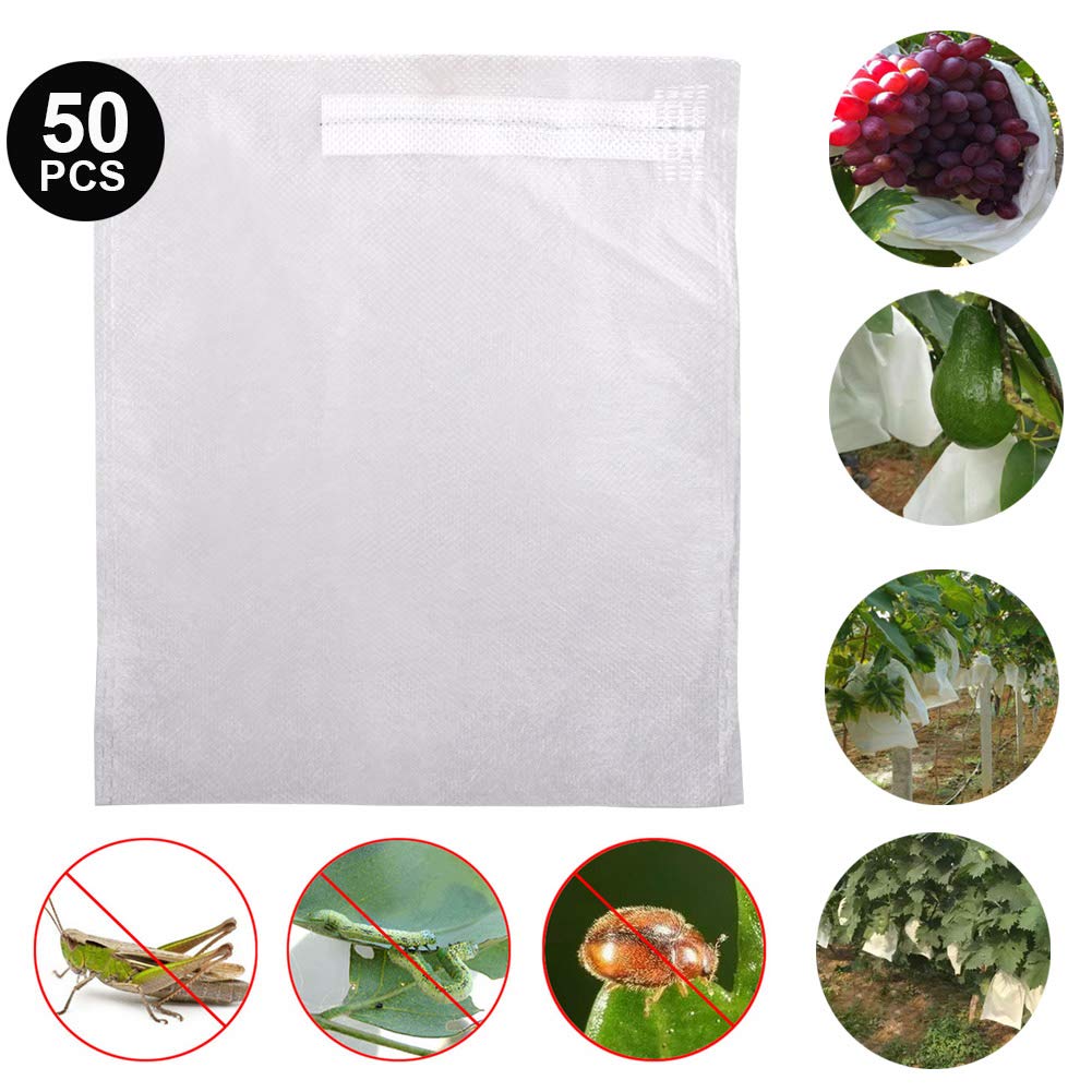 50 Pcs Reusable Fruit Protection Bags 7x8 Inch - Garden Netting Covers for Trees, Plants, Flowers - Durable Mesh Bags for Apple, Pear, Peach Protection (Perfect for Organic Gardening & Pest Control)