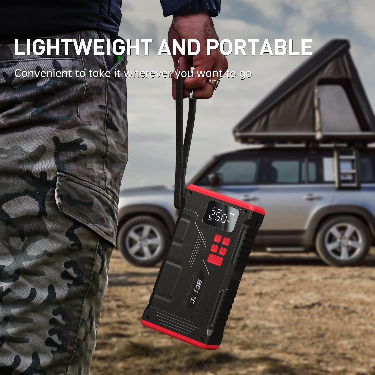 3000A V5 Jump Starter with Built-in Air Compressor - Portable Car Battery Booster for Emergency Jump Starts, Tire Inflation - Perfect for Roadside Assistance, Camping, and Off-Road Adventures