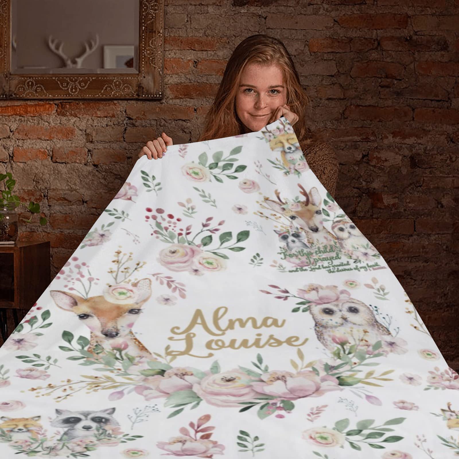 Personalized Baby Blankets for Girls with Name - Custom Newborn Baby Gift, 30x40 Inch Soft Receiving Blanket for Nursery Decor, Baby Shower Essentials & Cozy Swaddling