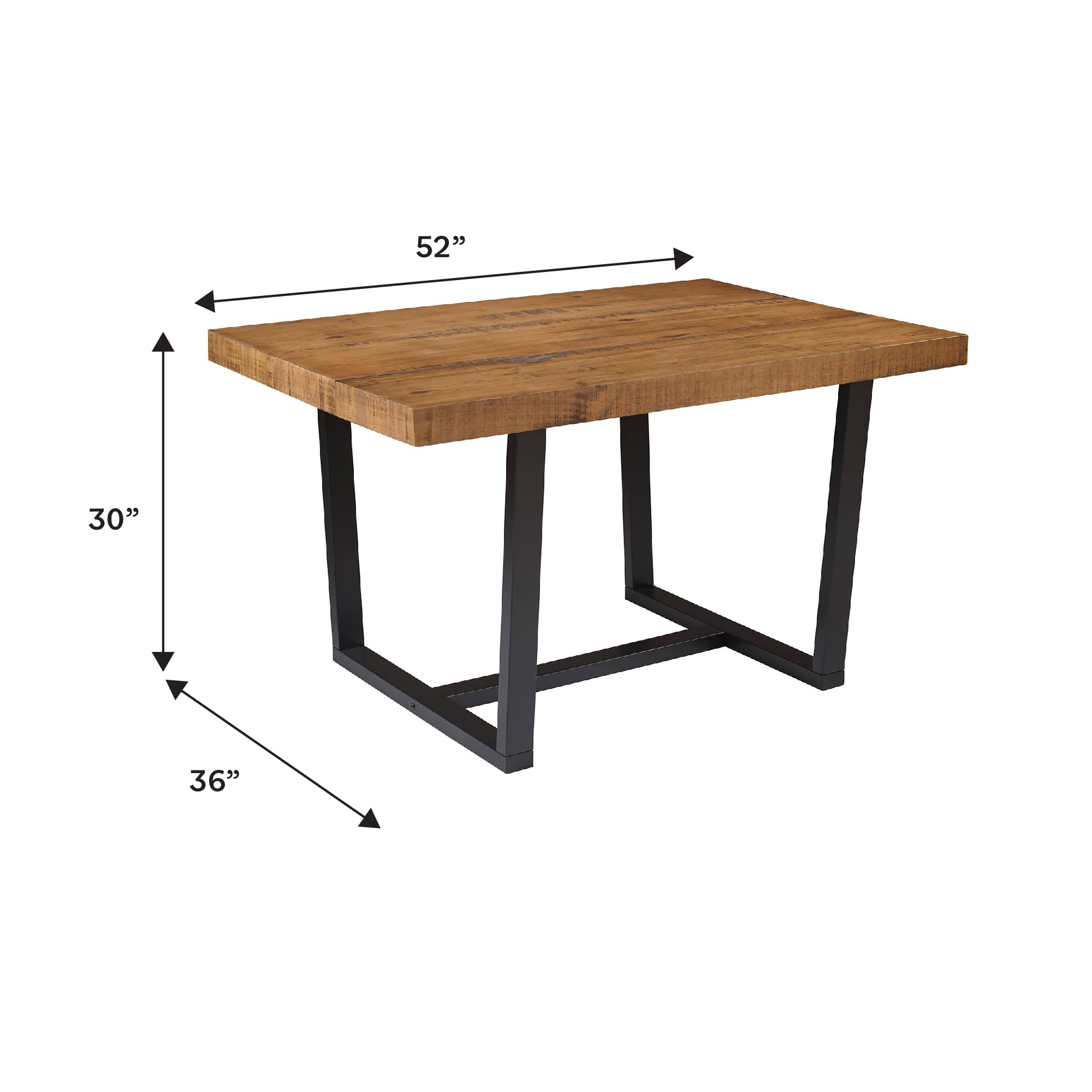 Walker Edison Andre Modern Solid Wood Dining Table, 52 Inch, Rustic Oak - Perfect for Farmhouse, Kitchen & Dining Room Decor