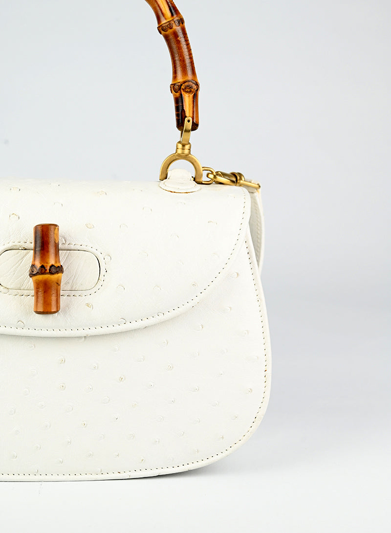 Authentic Gucci Bamboo Leather Handbag in White - Luxury Designer Tote for Women, Perfect for Office, Travel & Everyday Use