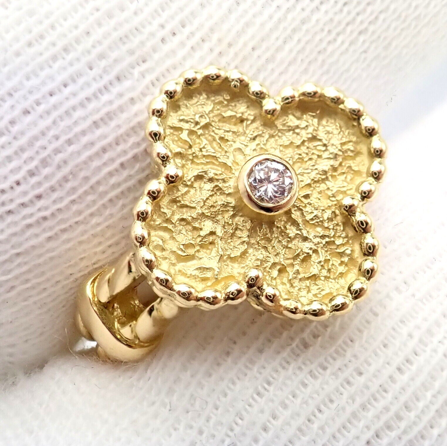 Authentic Van Cleef & Arpels Vintage Alhambra 18k Yellow Gold Diamond Ring 4.75 - Luxury Jewelry for Women, Perfect for Weddings, Anniversaries & Special Occasions
