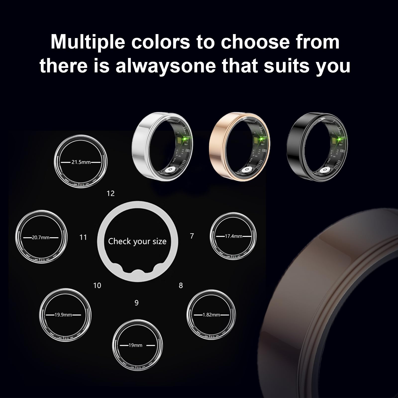 Smart Ring Health Tracker for Men & Women - Sleep Monitor, Heart Rate & Blood Oxygen Sensor - IP68 Waterproof Fitness Tracker with 10-Day Battery - No Subscription Needed (Silver, Size 12) - Perfect for Sleep Analysis, Workout Tracking & Daily Health Monitoring