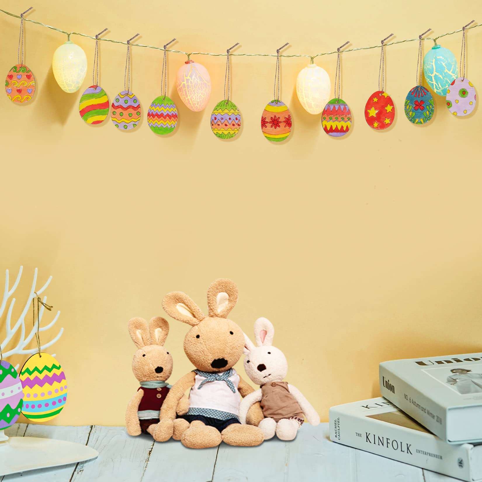 Yookat 200-Piece Unfinished Wooden Easter Egg Cutouts - DIY Painting Crafts, Easter Ornaments & Home Decor - Perfect for Easter Party Decorations, Kids Art Projects, and Holiday Crafting Activities
