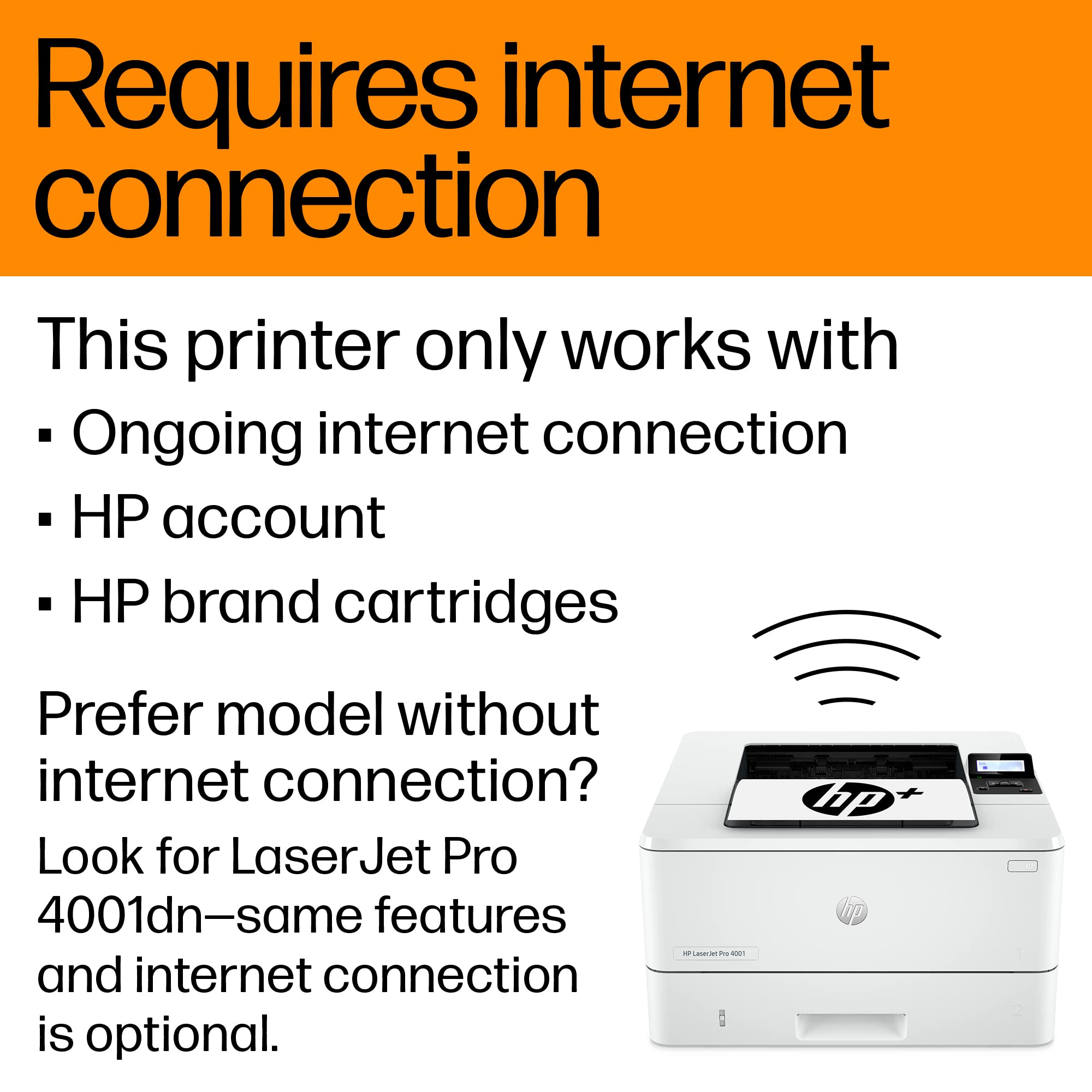 HP LaserJet Pro 4001dne Wireless Monochrome Laser Printer | Fast Printing, HP+ Smart Office | Ideal for Home Office & Small Business Printing Needs