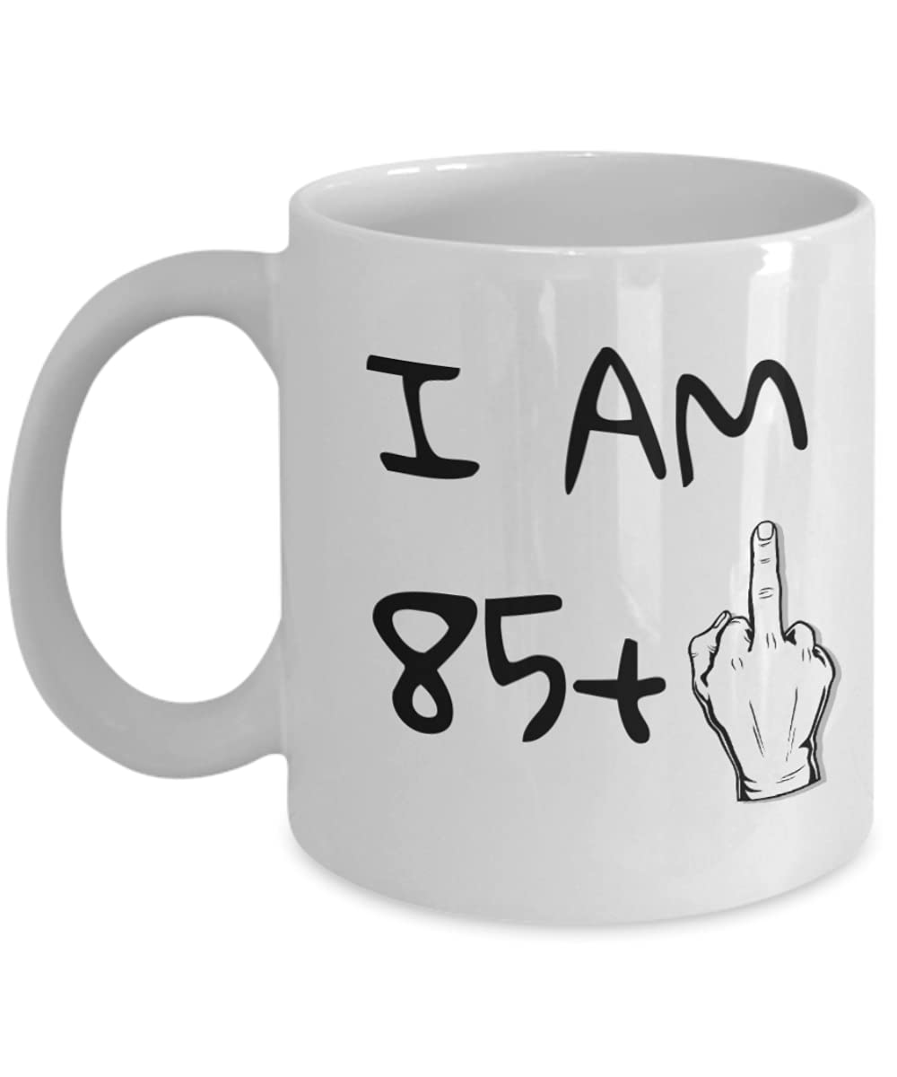ZapBest 86th Birthday Coffee Mug - Funny 'I Am 85+1' Quote for Grandma & Grandpa - 11oz White Porcelain Tea Cup - Perfect Gift for Senior Birthday Celebrations & Retirement Parties