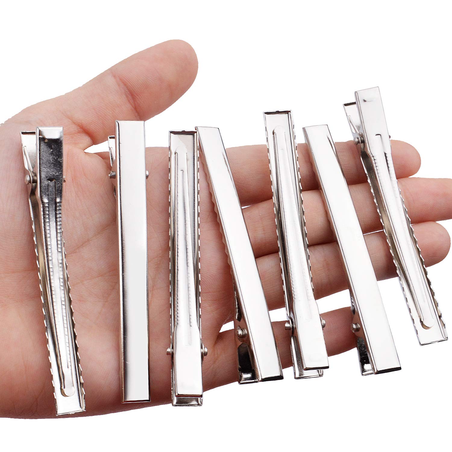 50pcs DIY Metal Alligator Hair Clips 7.5cm (3 Inch) Duckbill Hair Clips with Teeth - Flat Top Hairpins for Hairbow Making, Crafting Accessories & DIY Hair Styling - Perfect for Bridal, Cosplay, and Everyday Hairstyles