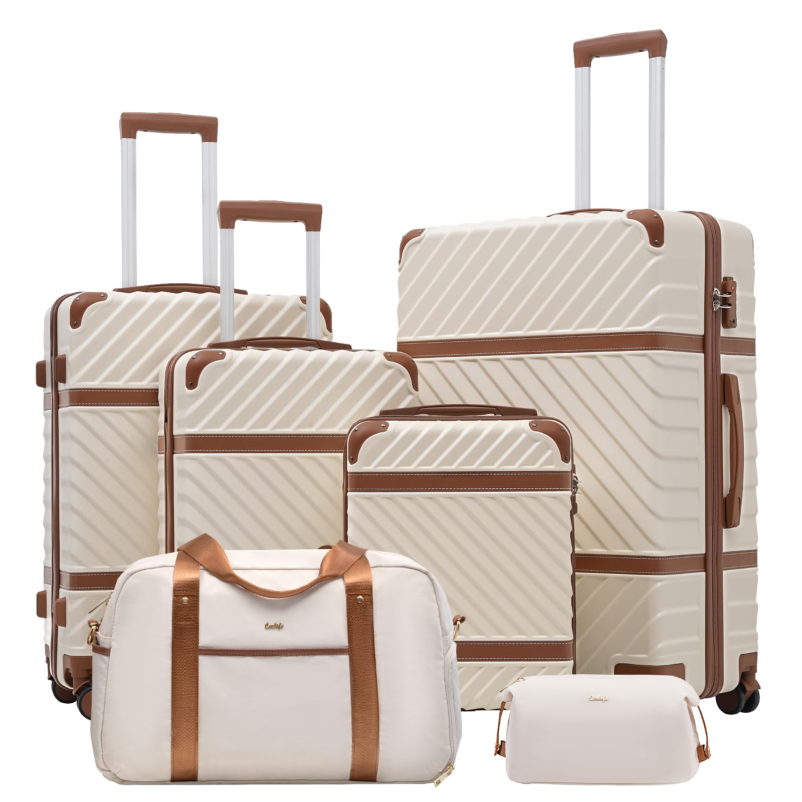 Coolife 3-Piece Hardshell Luggage Set with TSA Lock, Spinner Wheels & Telescopic Handle - Lightweight Carry-On Suitcase for Travel, Business Trips & Vacations