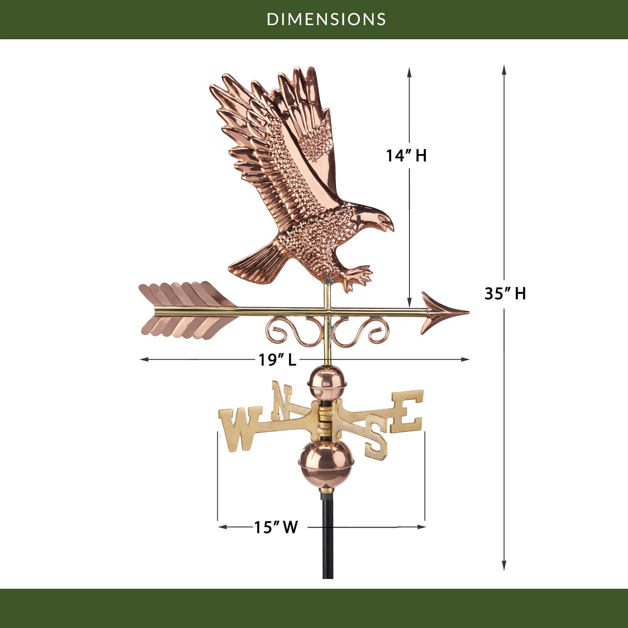 Majestic Eagle Weathervane - Handcrafted Copper Outdoor Decor for Garden, Roof & Farmhouse - Perfect for Rustic Home & Countryside Aesthetic