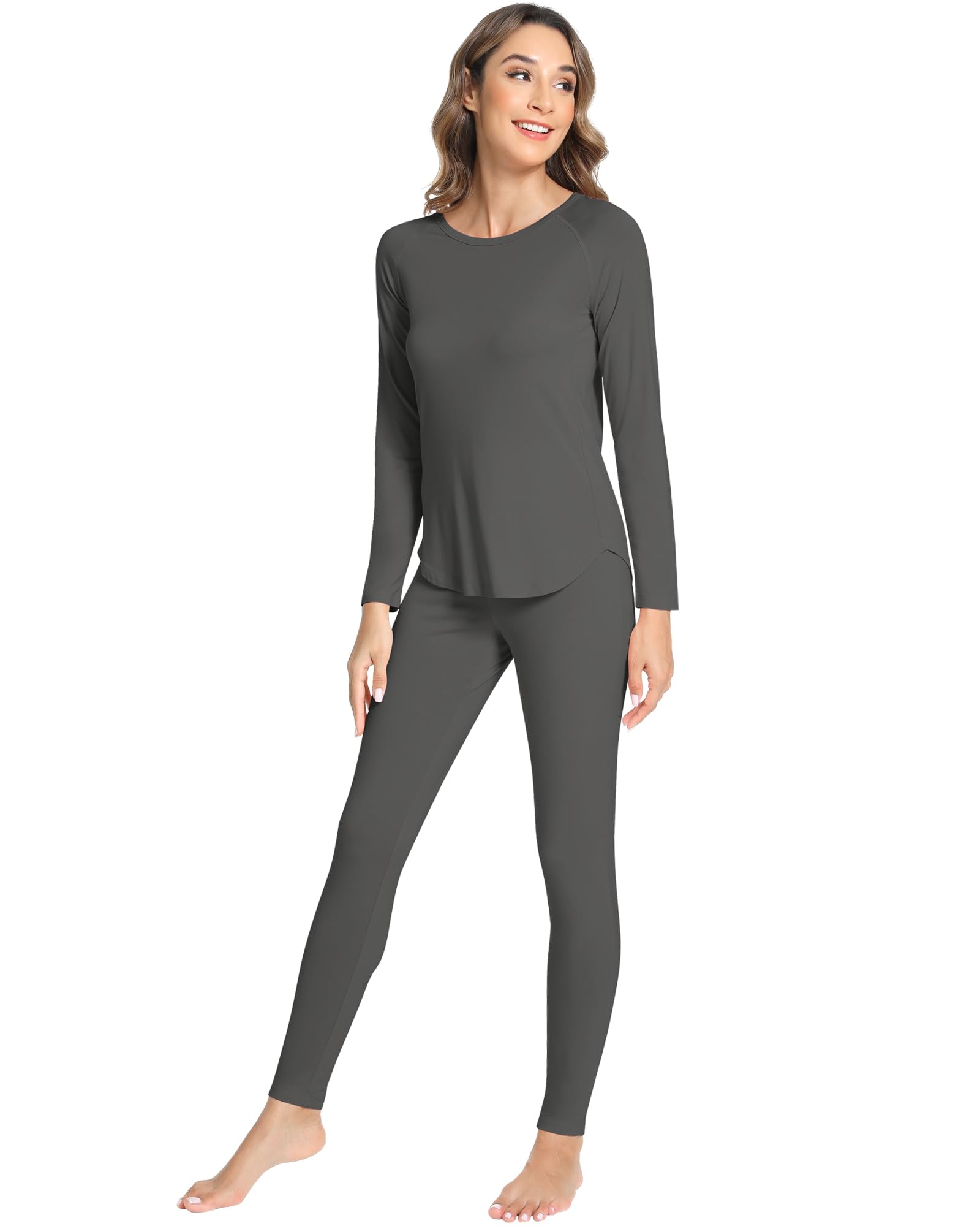 NACHILA Women's Bamboo Pajama Set - Soft Thermal Underwear, Comfy Long Johns Sleepwear with Long Sleeve (Sizes S-2XL) - Perfect for Winter Nights, Lounging & Cozy Home Wear