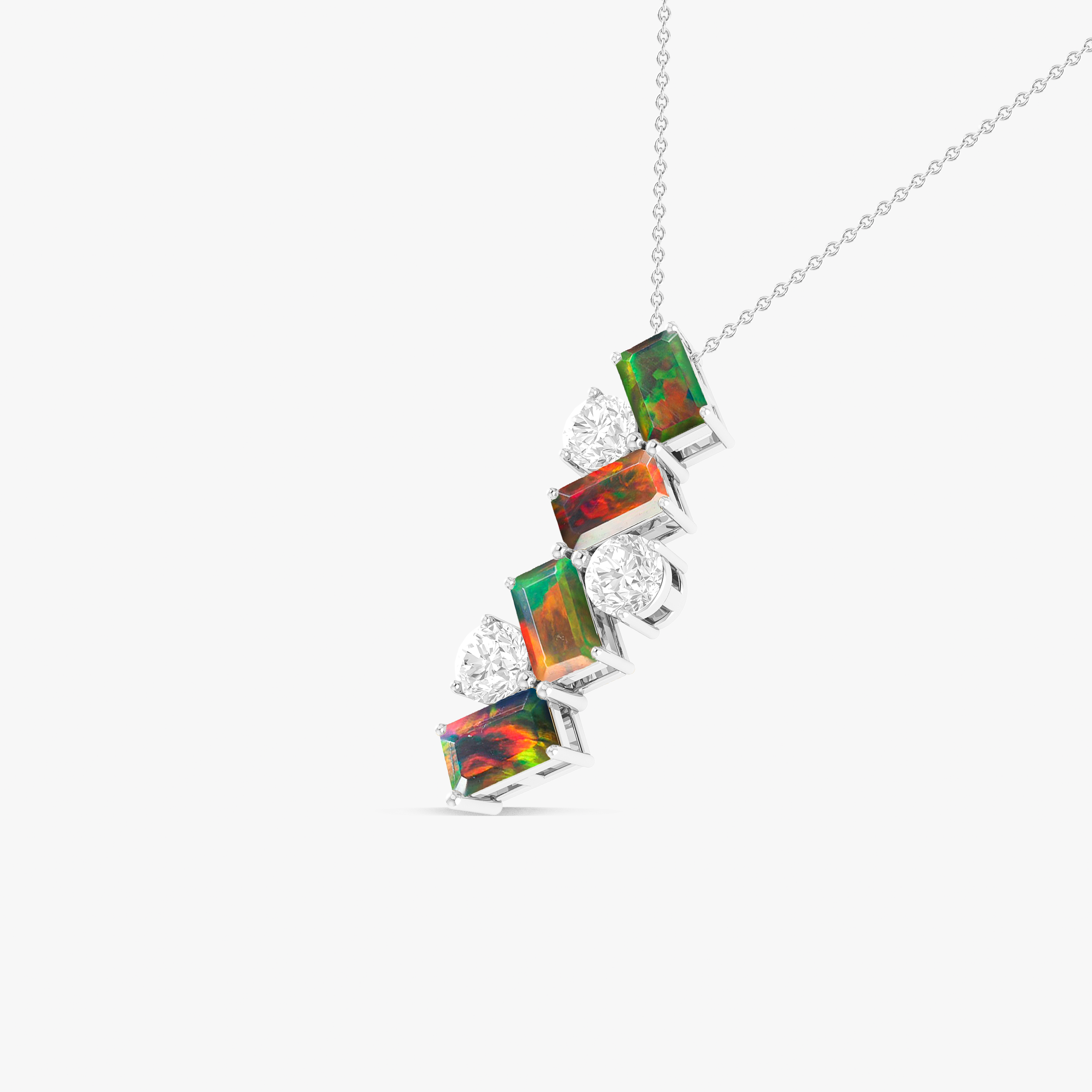 Black Baguette Opal Gemstone Charm Pendant Necklace - Elegant Dainty Jewelry for Women, Perfect for Everyday Wear, Date Nights & Special Occasions