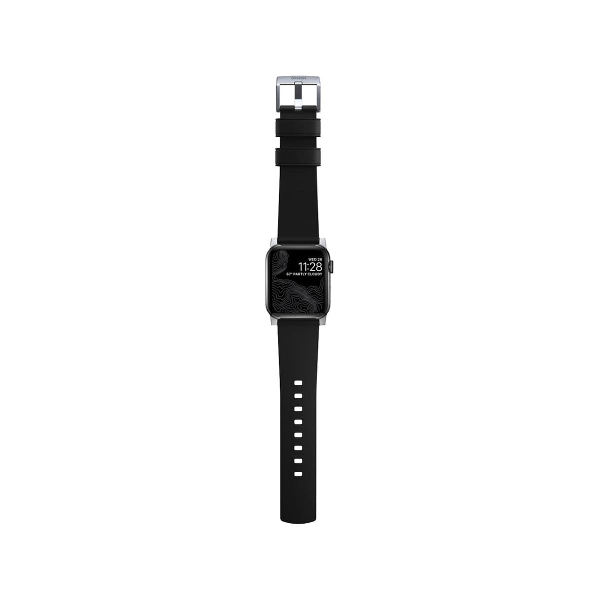 Nomad Active Band Pro 45mm/49mm Silver Hard Case with Black Leather Strap - Durable Smartwatch Band for Apple Watch Series 8/7/SE, Perfect for Workouts, Outdoor Adventures & Everyday Wear