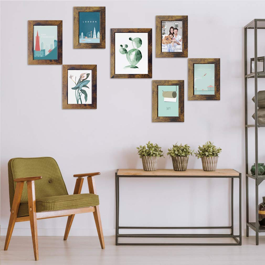 PETAFLOP Multi-Size Picture Frame Set with Mirror - Wall Mount Photo Display for Living Room, Bedroom & Office Decor