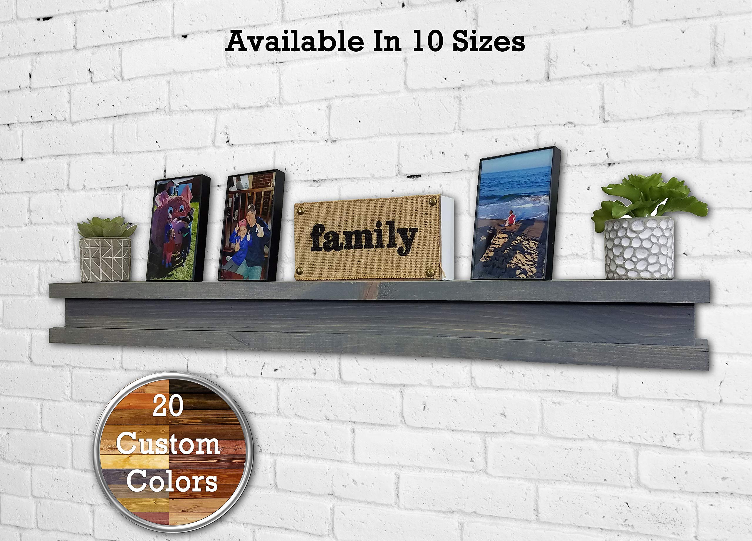 Rustic Wood Wall Shelf - Shiplap Floating Shelf for Bathroom & Kitchen Display - Classic Gray