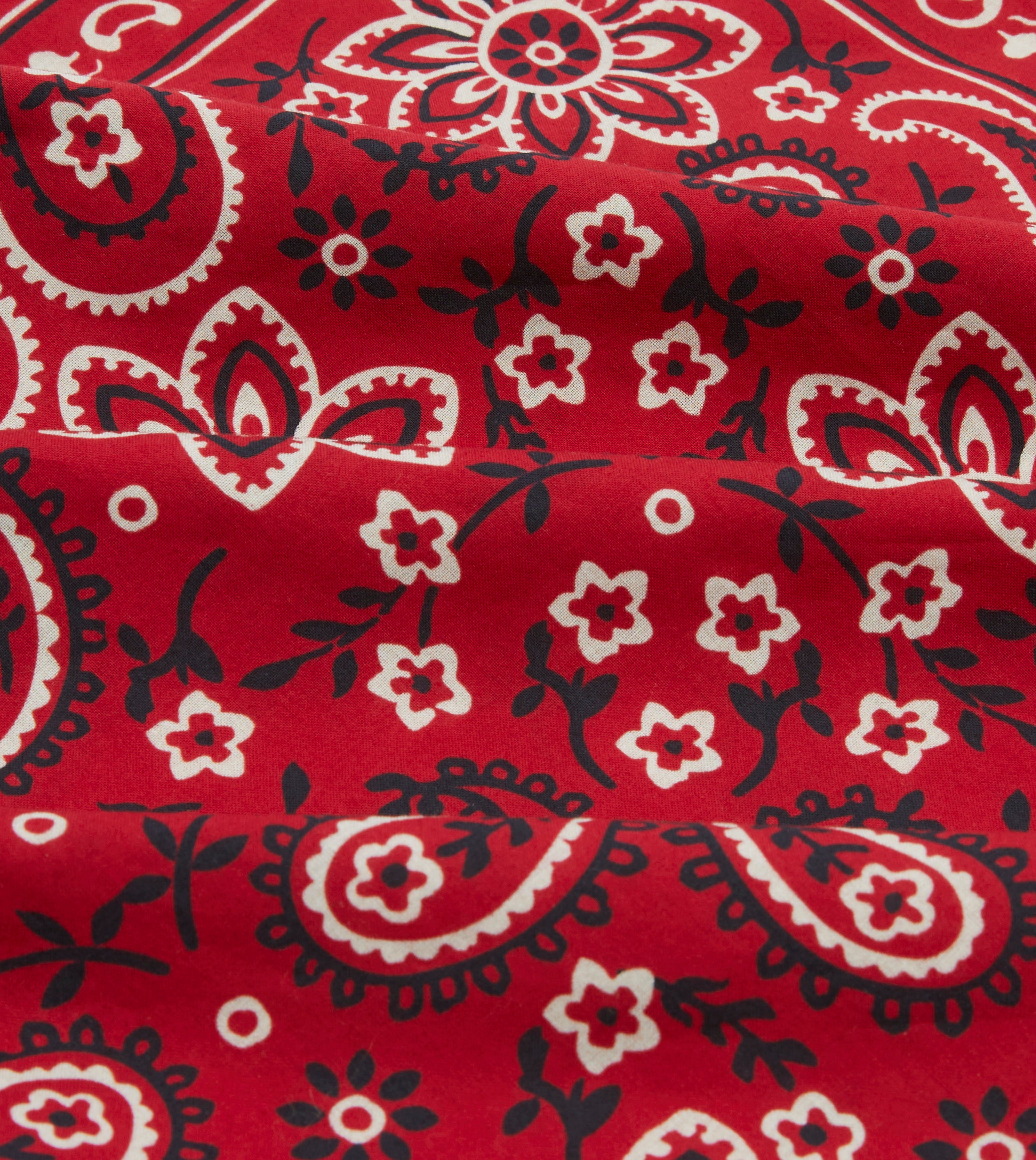 Stylish Red Paisley Print Cotton Bandana - Fashionable Head Scarf & Neck Wrap for Women & Men - Perfect for Outdoor Activities, Concerts, and Western Style Outfits