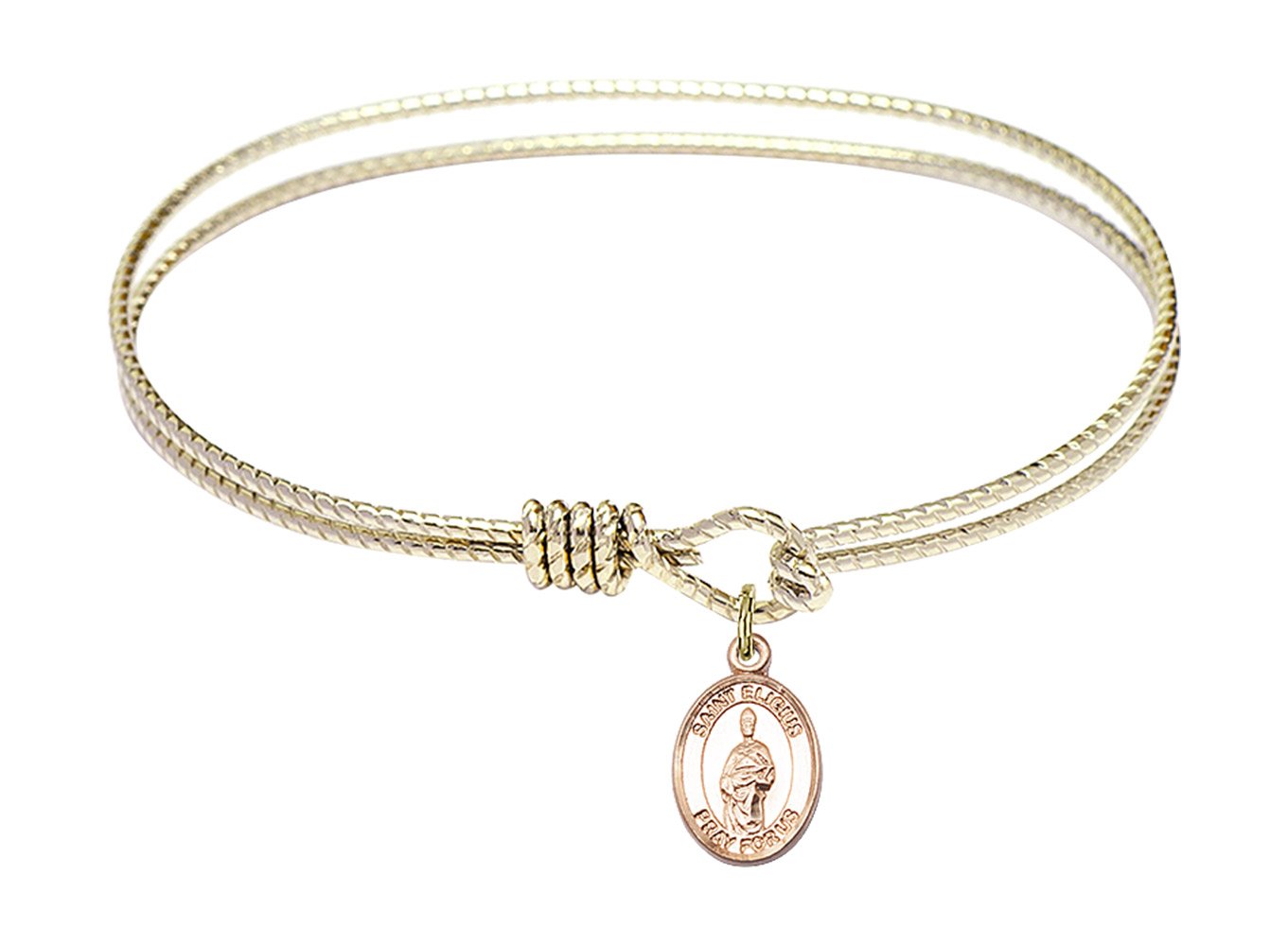 F A Dumont 7 1/4 Inch Oval Eye Hook Bangle Bracelet with St. Eligius Charm - Elegant Jewelry for Women, Perfect Gift for Holidays & Special Occasions