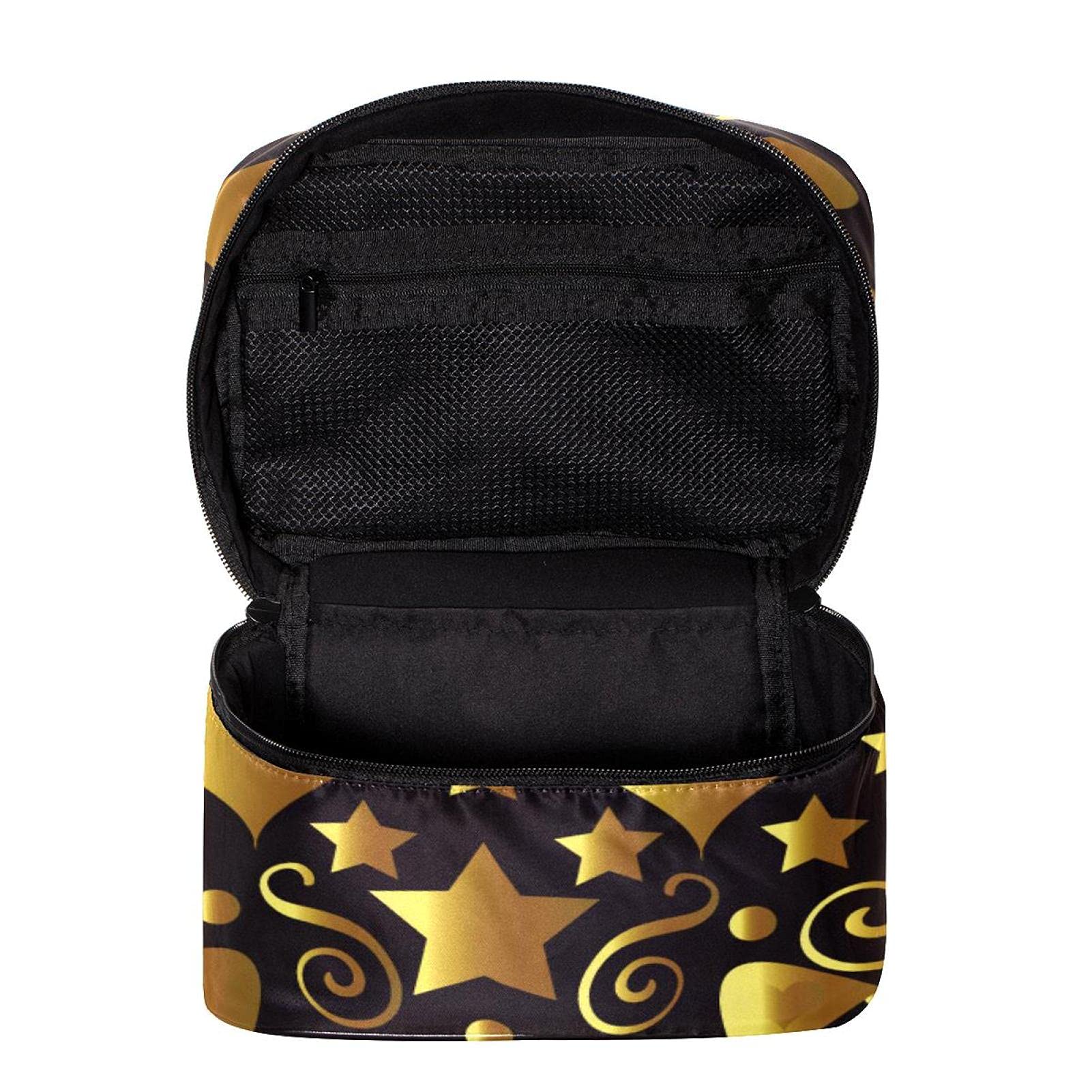 Gold Sugar Skull Makeup Bag for Women - Large Cosmetic Travel Case for Toiletries & Beauty Essentials