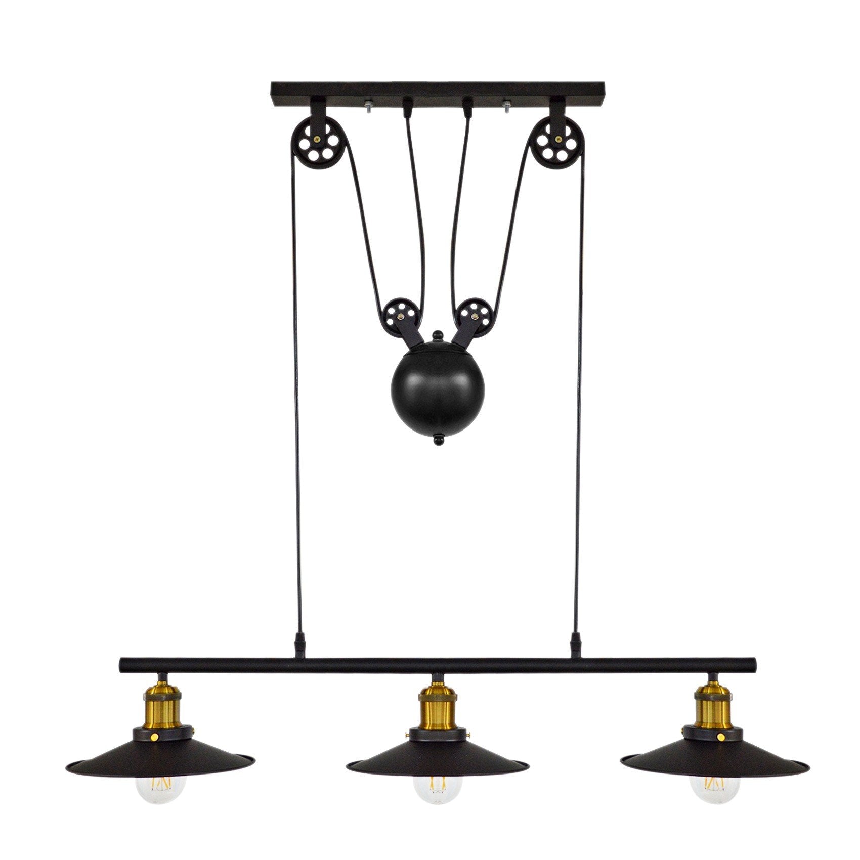 Industrial Rustic Island Pendant Light - 3-Light Iron Suspension Lighting Fixture for Kitchen, Dining Room, and Bar Counter Decor